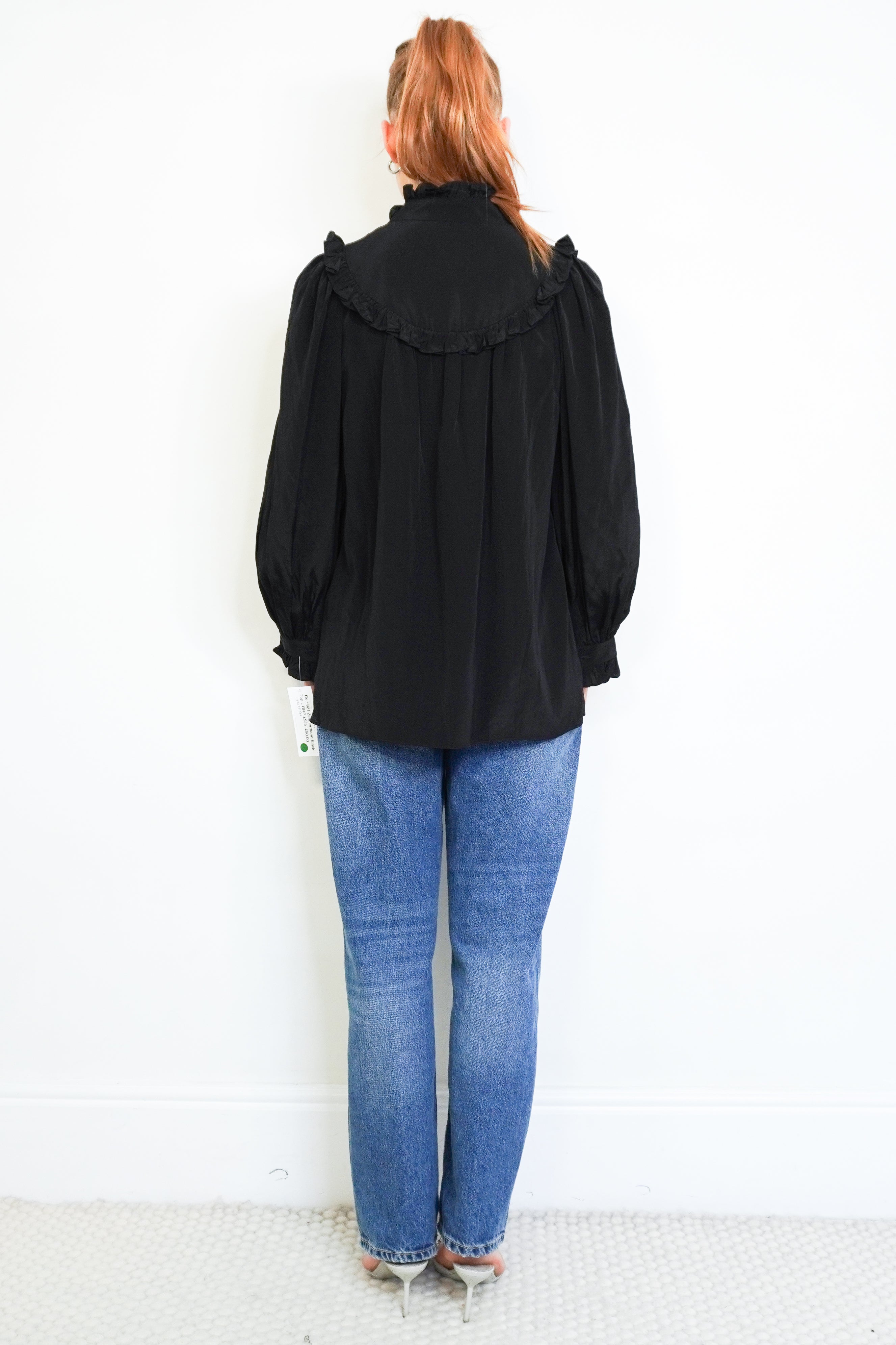 Zimmermann Black Ruffle Blouse back photo chelsea london