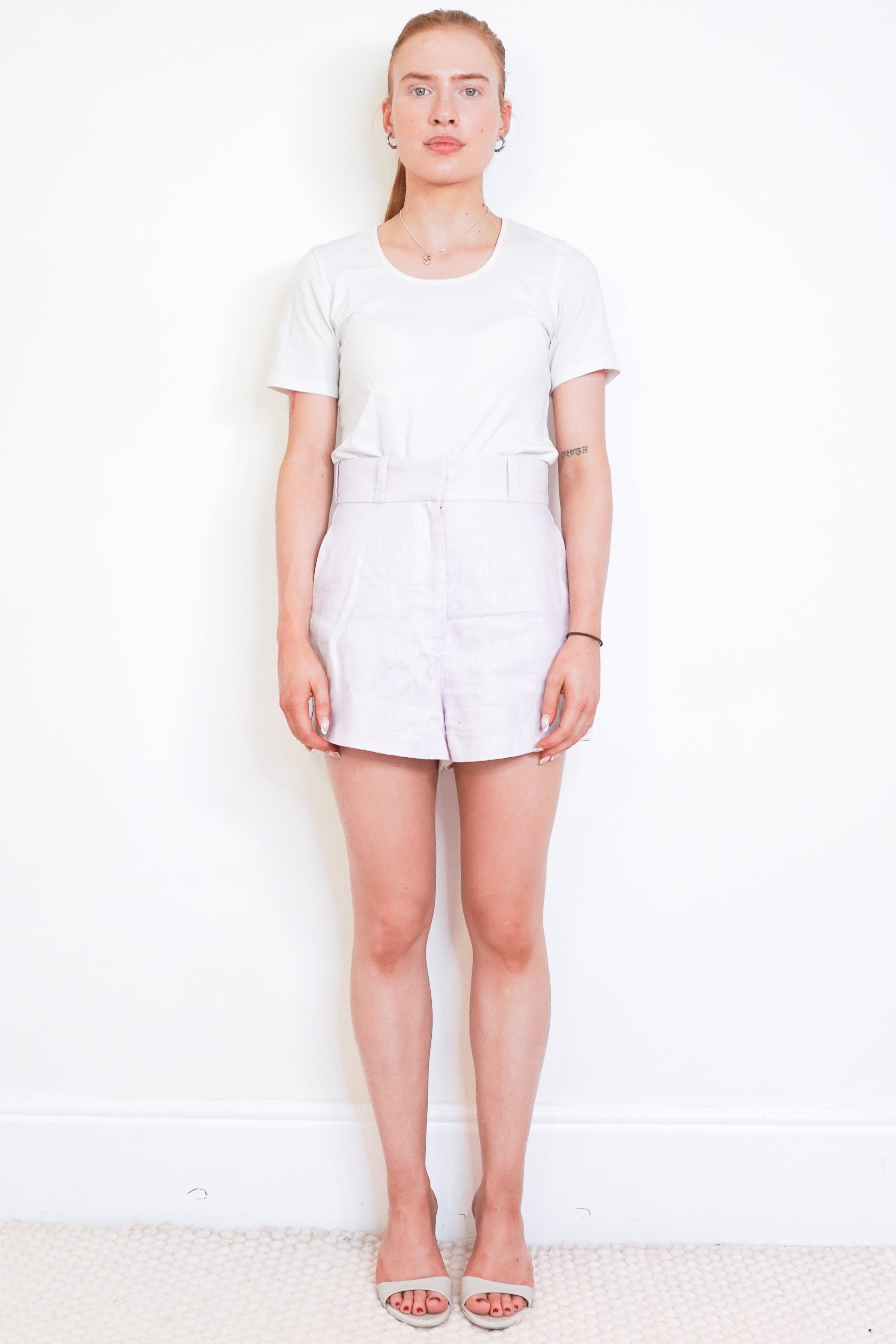 Zimmermann Lilac Linen Tailored Short front photo chelsea london