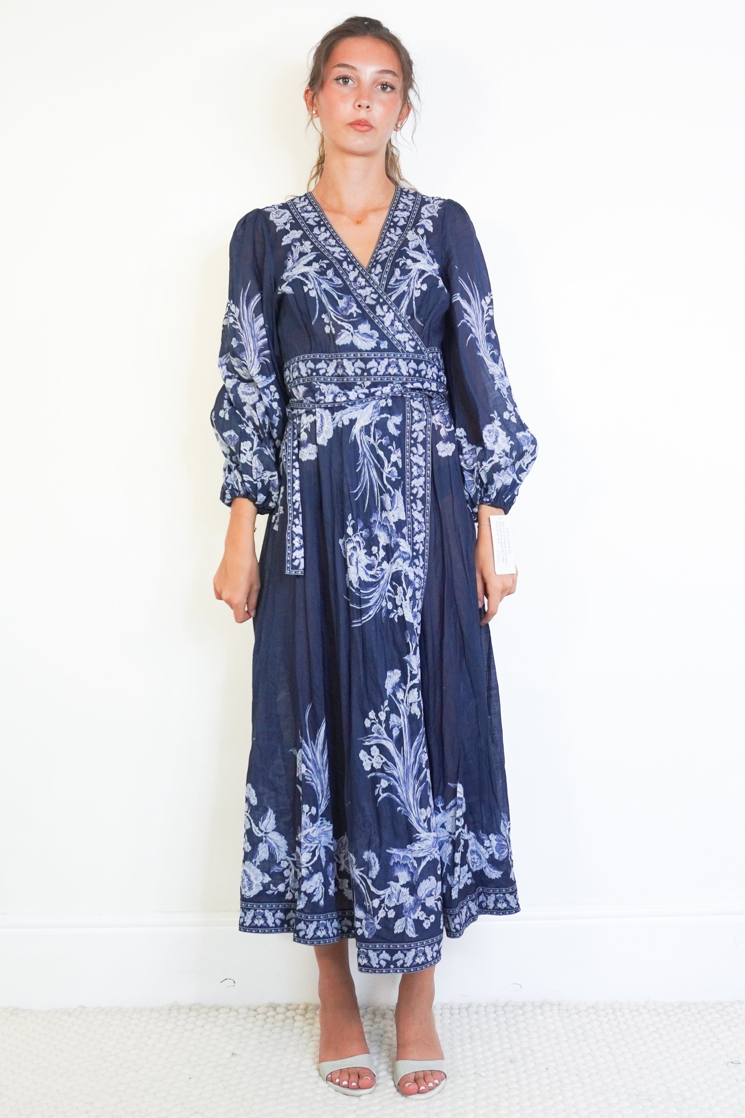 Zimmermann Navy Floral Wrap Maxi Dress (RRP £700)