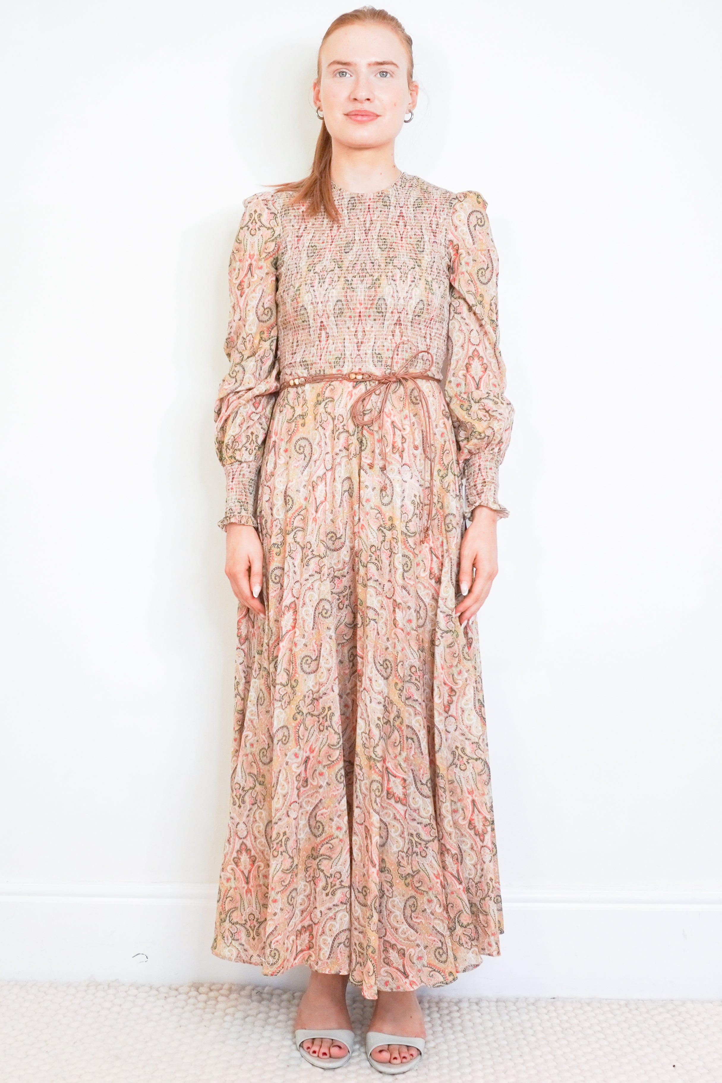 Zimmermann Paisley Shirred Silk Maxi Dress front photo chelsea london
