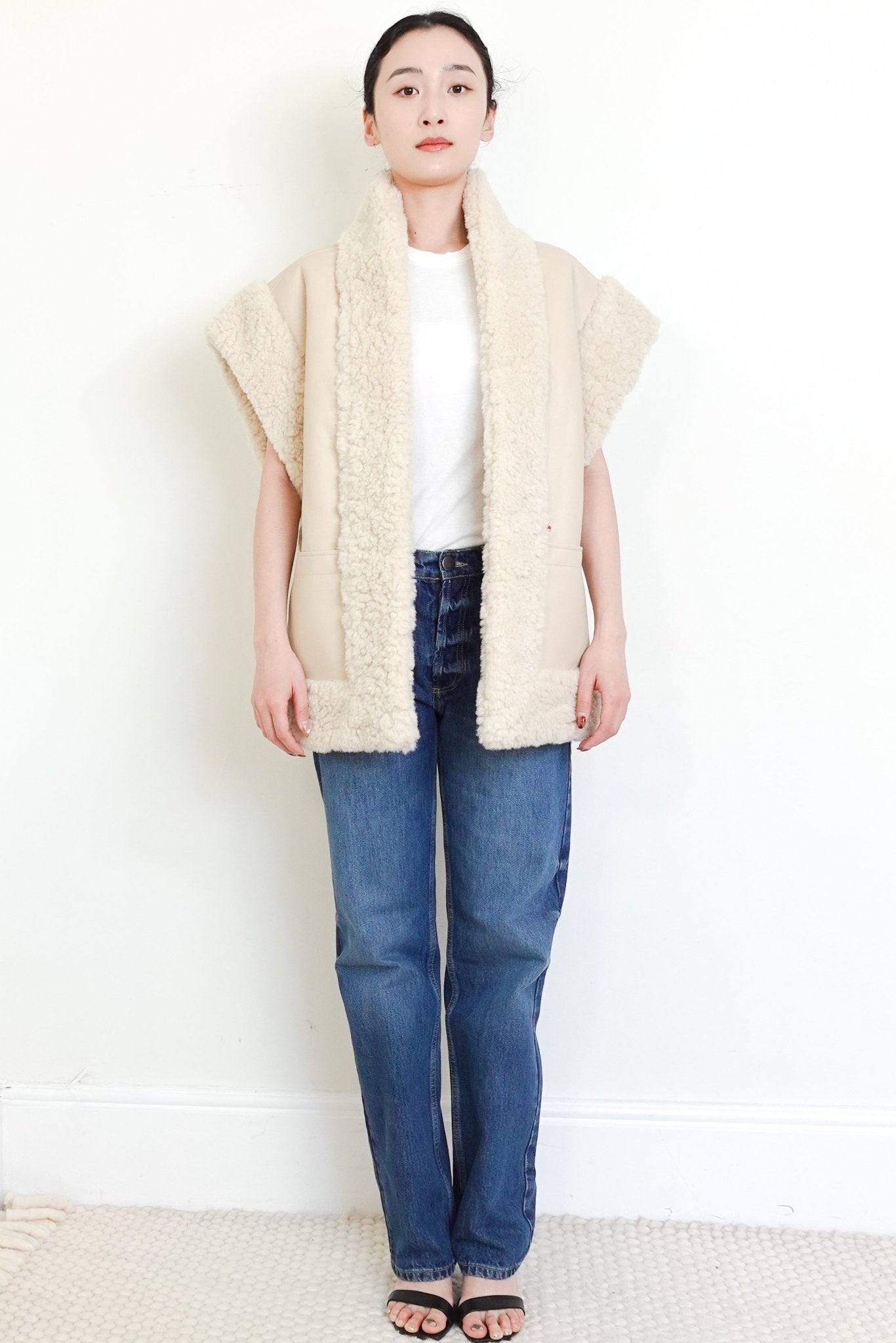 A.L.C Beige Shearling Sleeveless Gilet RRP £500 | Authentic Preloved - FINAL SALE no returns - Reloved Again