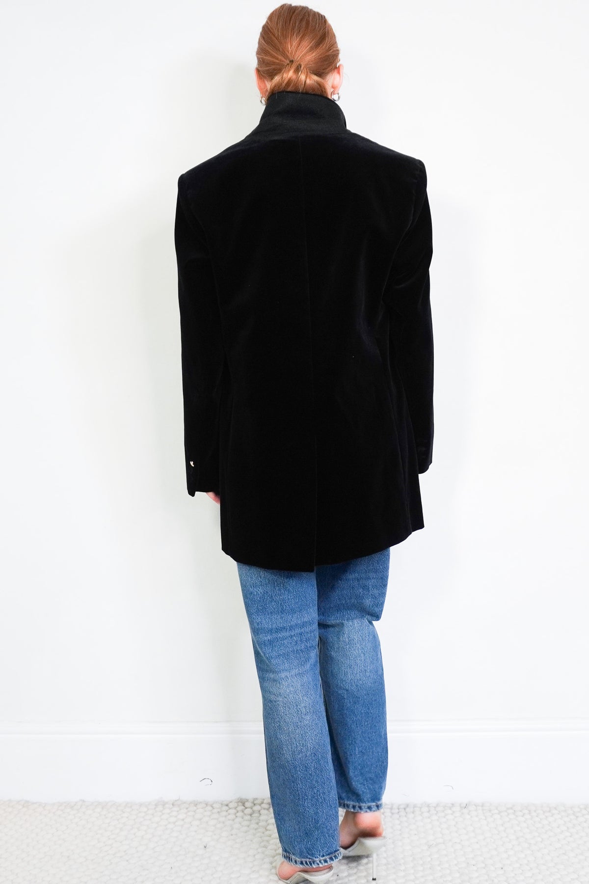 back image Marina Rinaldi Velvet Double Breasted Longline Jacket