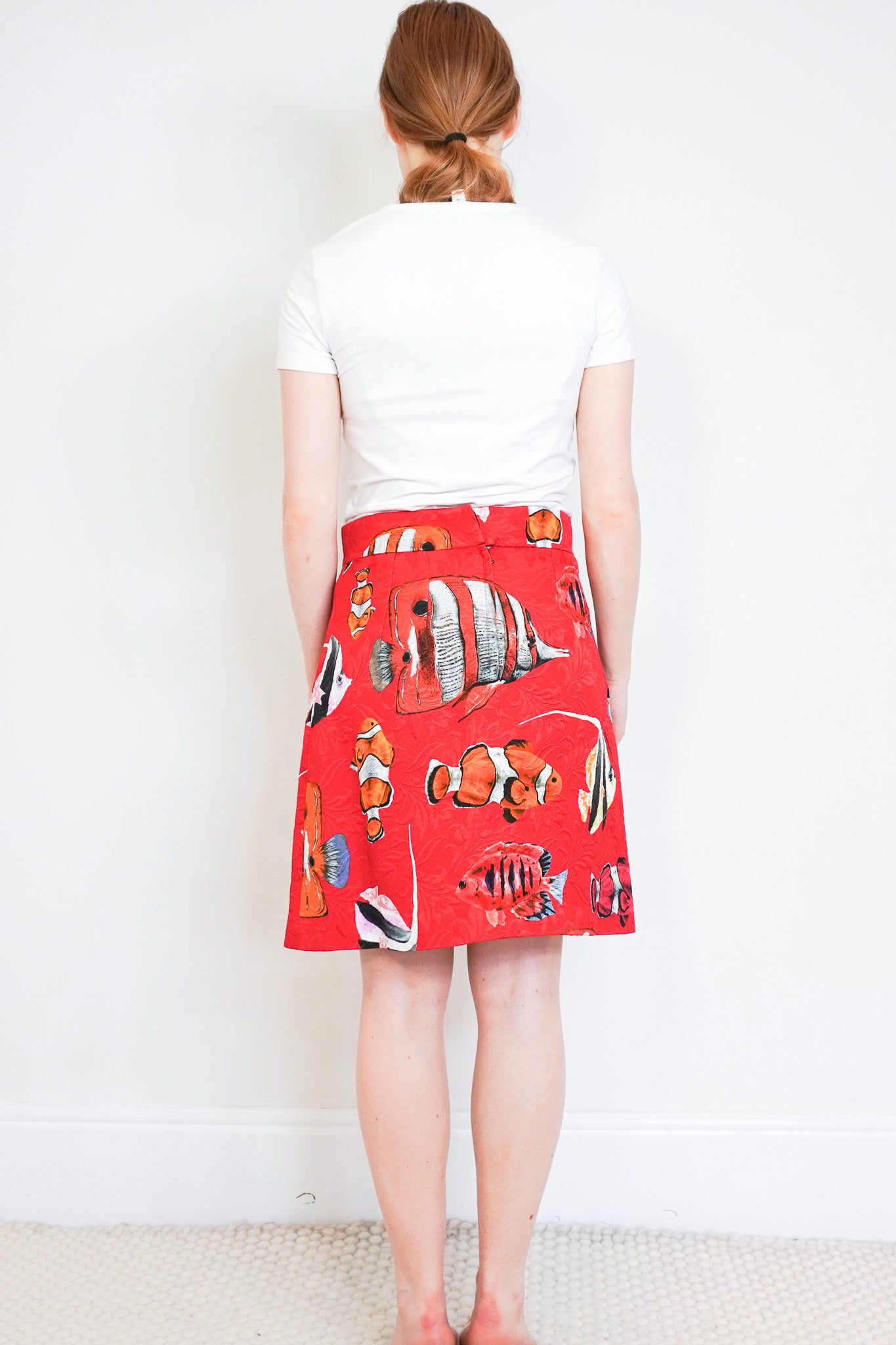 back image of the Dolce and Gabbana Tropical Fish Print A-Line Skirt