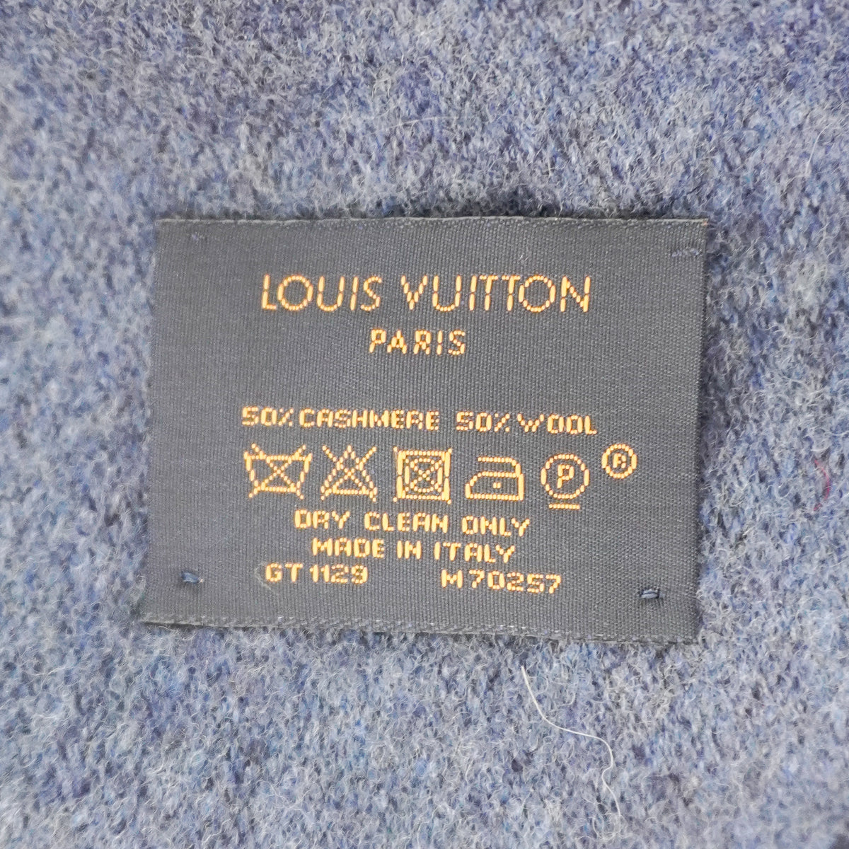 back image of the Louis Vuitton Monogram Navy Wool Scarf Front image of the Louis Vuitton Monogram Navy Wool Scarf 