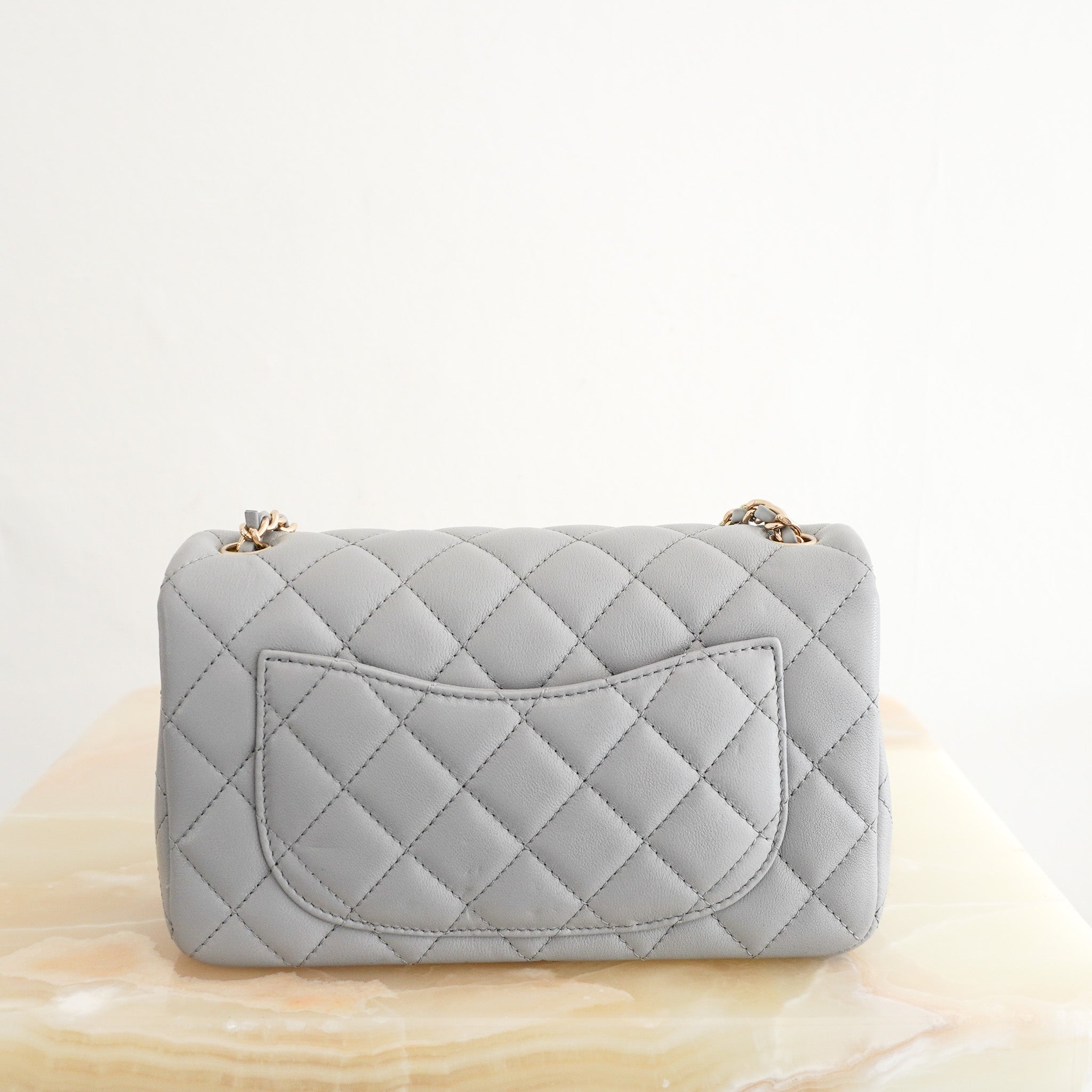 back image of the NEW Chanel Mini Sac Rabat Flap Bag in Pearl Crush 