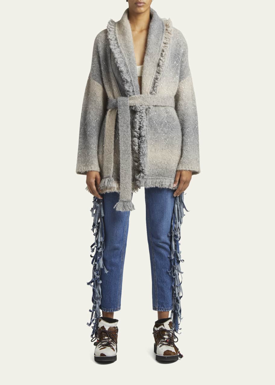 Alanui Ice Caves Crystal Belted Cardigan in Grey (RRP £2000) | Authentic Preloved