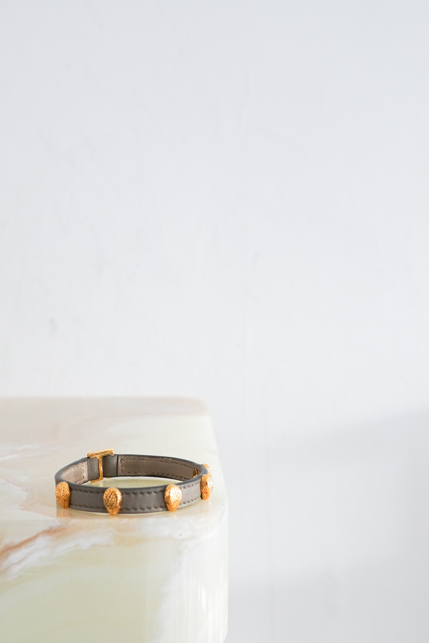 bulgari-Grey-Leather-Bracelet-front-picture-chelsea-london