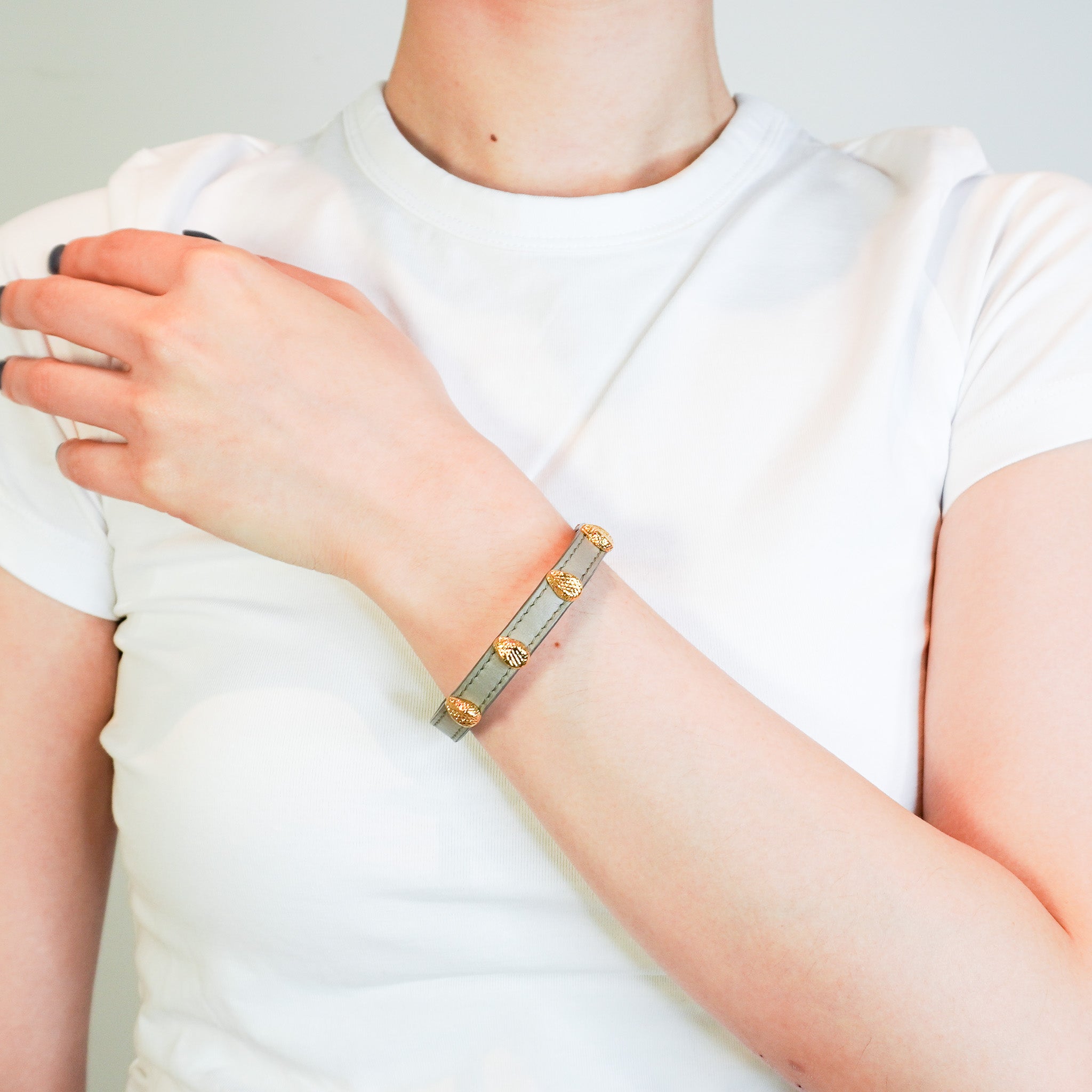 bulgari-Grey-Leather-Bracelet-side-picture-chelsea-london