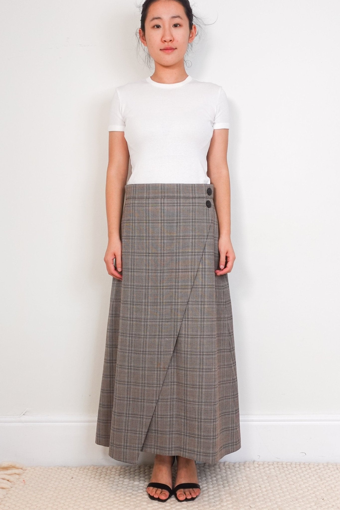 Cefinn Layla Boucle Tweed Maxi Skirt - Khaki Current Season RRP £220 | Authentic Preloved - Reloved Again