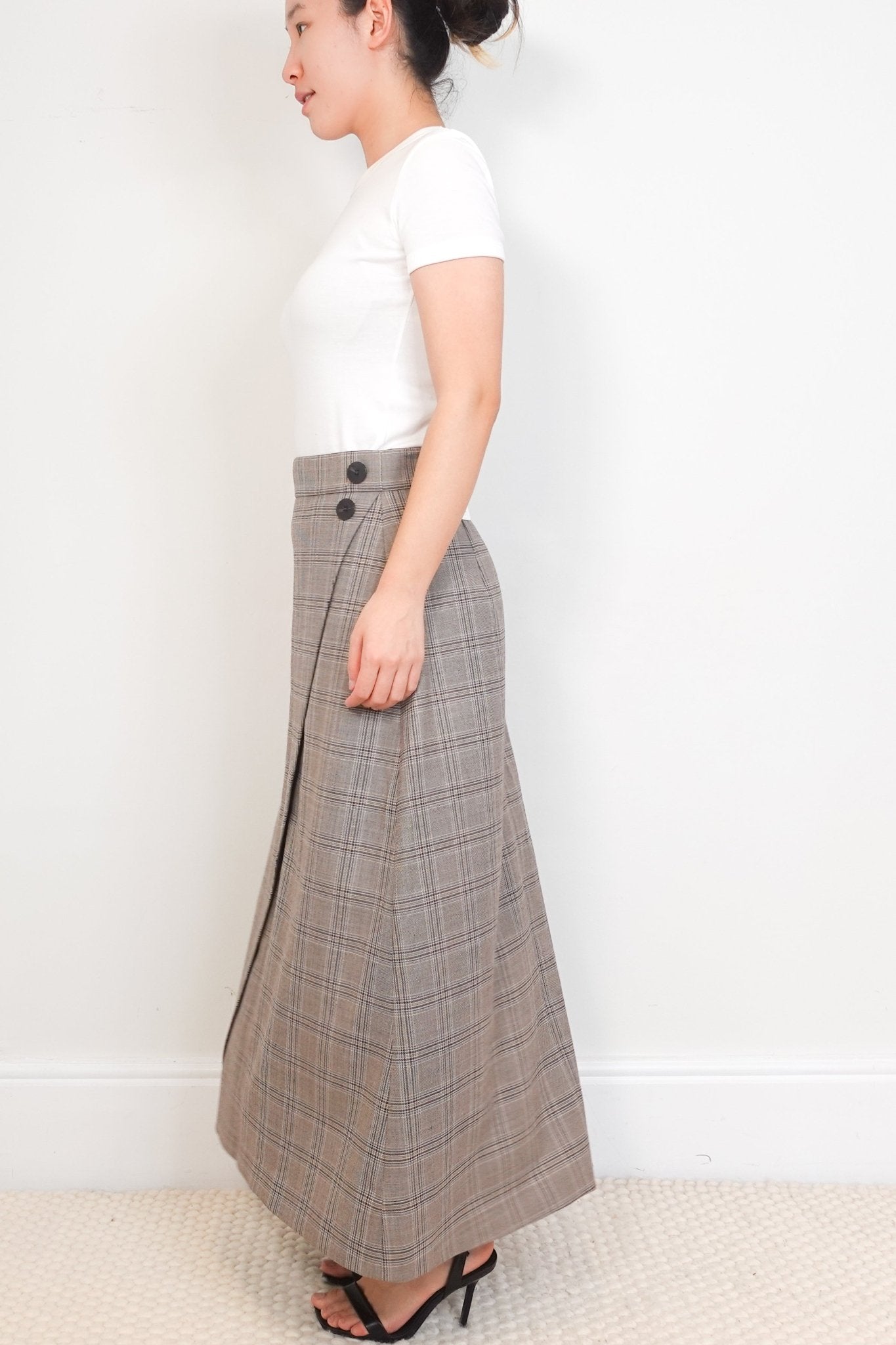 Cefinn Layla Boucle Tweed Maxi Skirt - Khaki Current Season RRP £220 | Authentic Preloved - Reloved Again