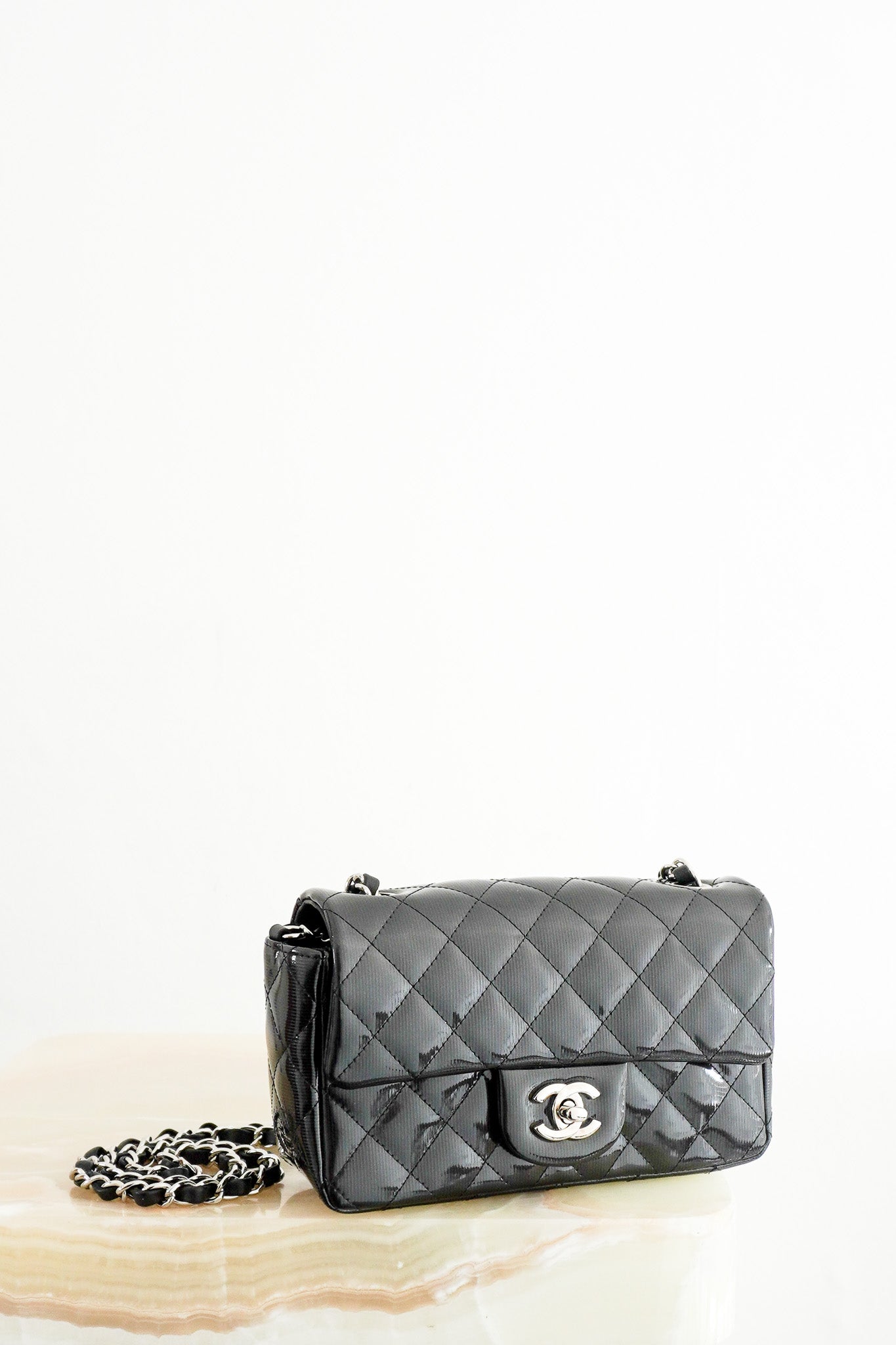 Chanel Black Patent Mini Single Flap Bag (RRP £6000) | Authentic Preloved - Reloved Again