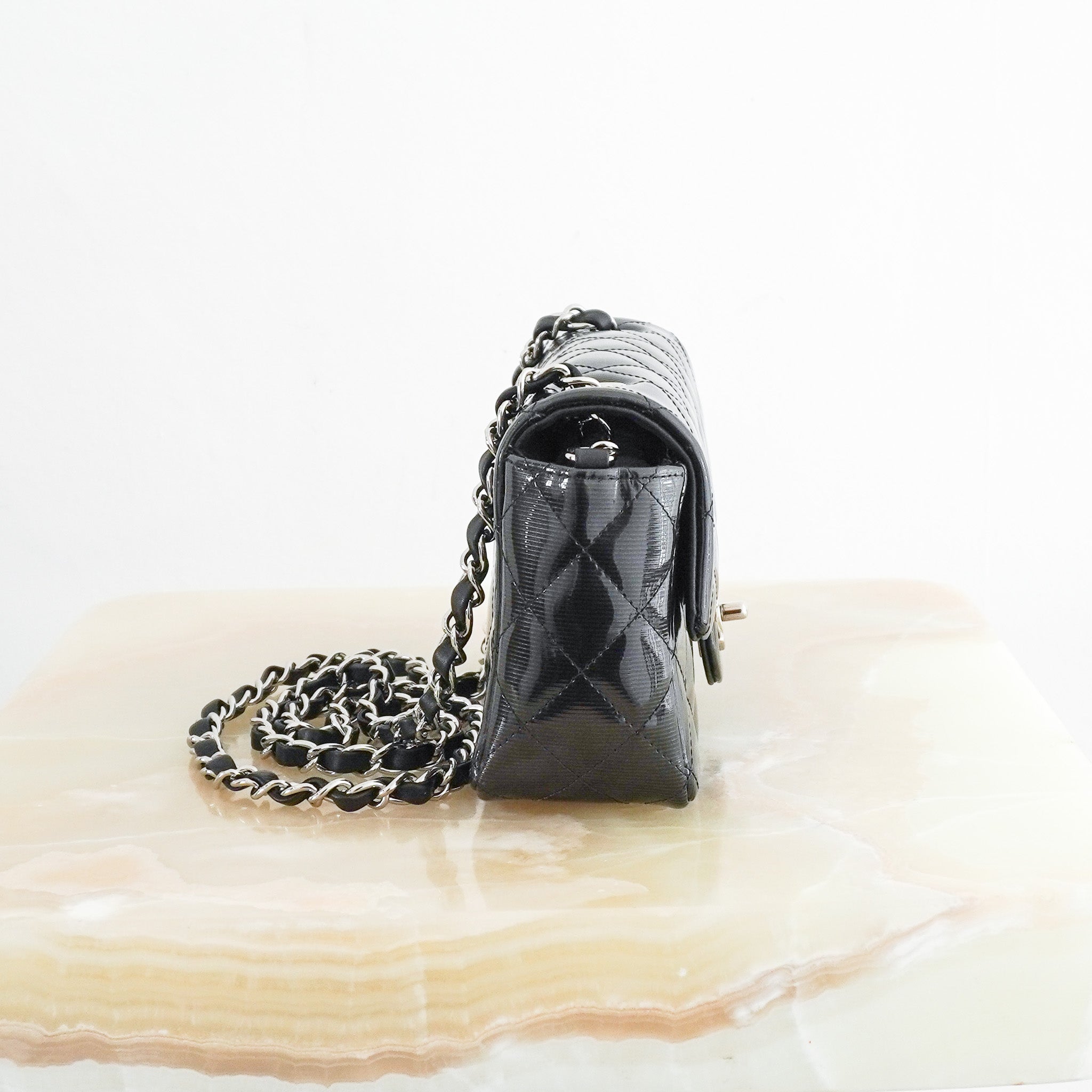 Chanel Black Patent Mini Single Flap Bag (RRP £6000) | Authentic Preloved - Reloved Again