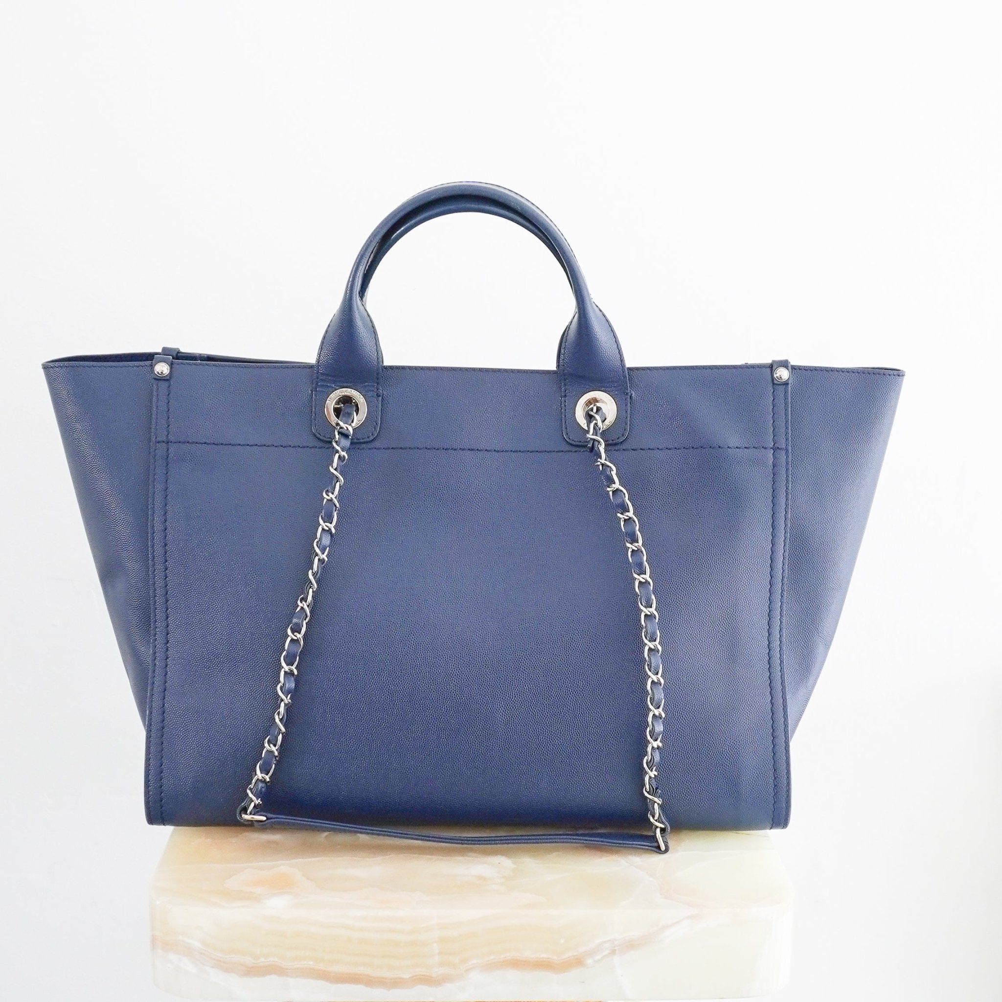 Chanel Blue Leather Deauville Tote Bag (RRP £3800) | Authentic Preloved - Reloved Again