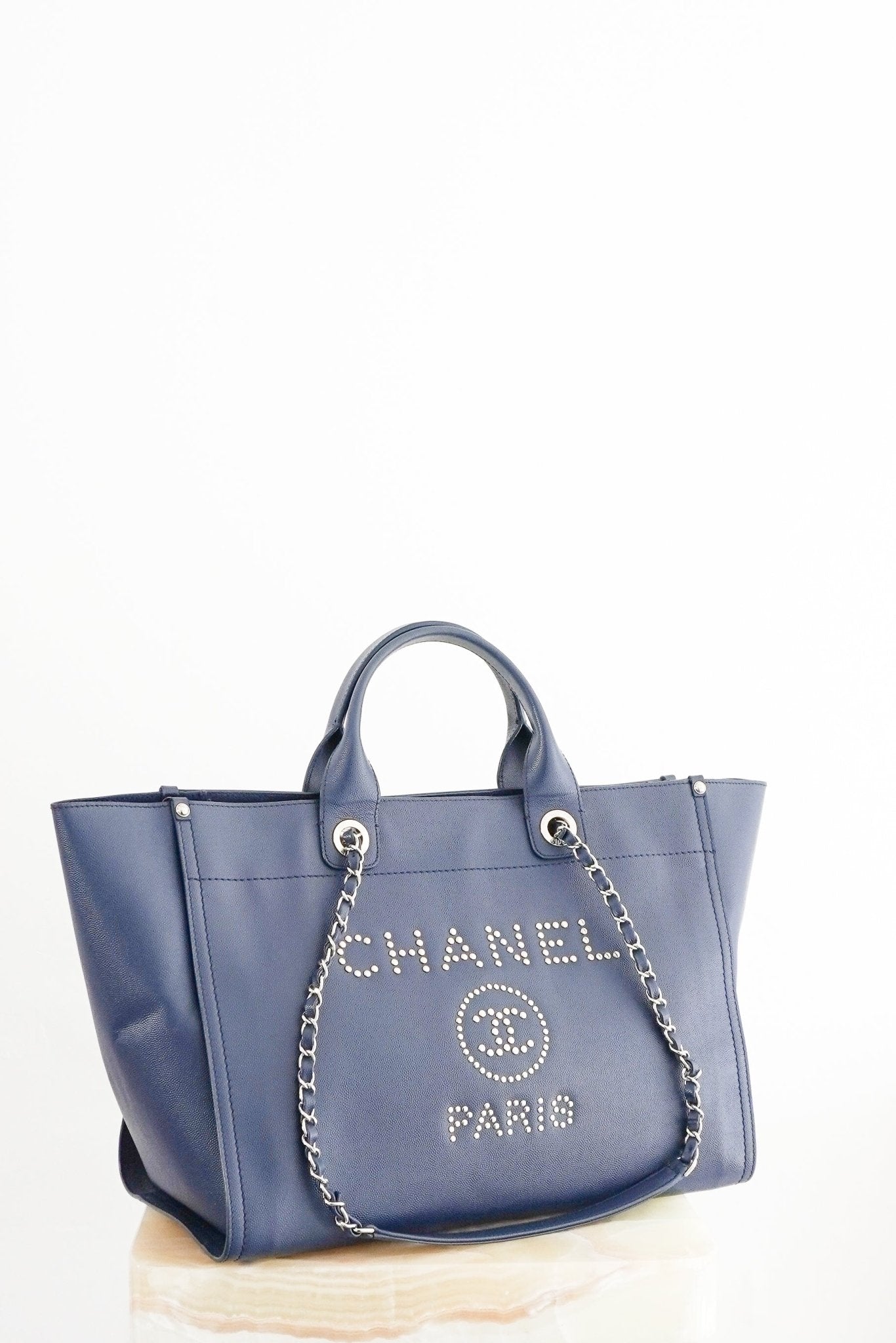 Chanel Blue Leather Deauville Tote Bag (RRP £3800) | Authentic Preloved - Reloved Again