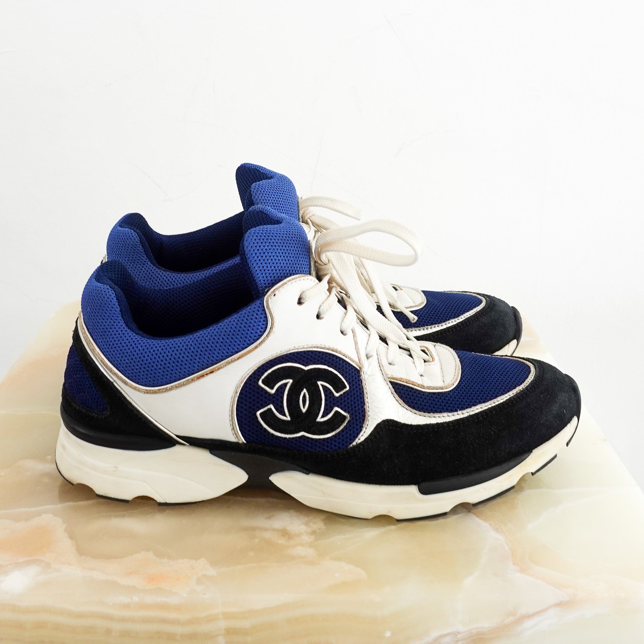 Chanel Blue Silver and Black Colourway Trainers RRP £1100 | Authentic Preloved - Reloved Again