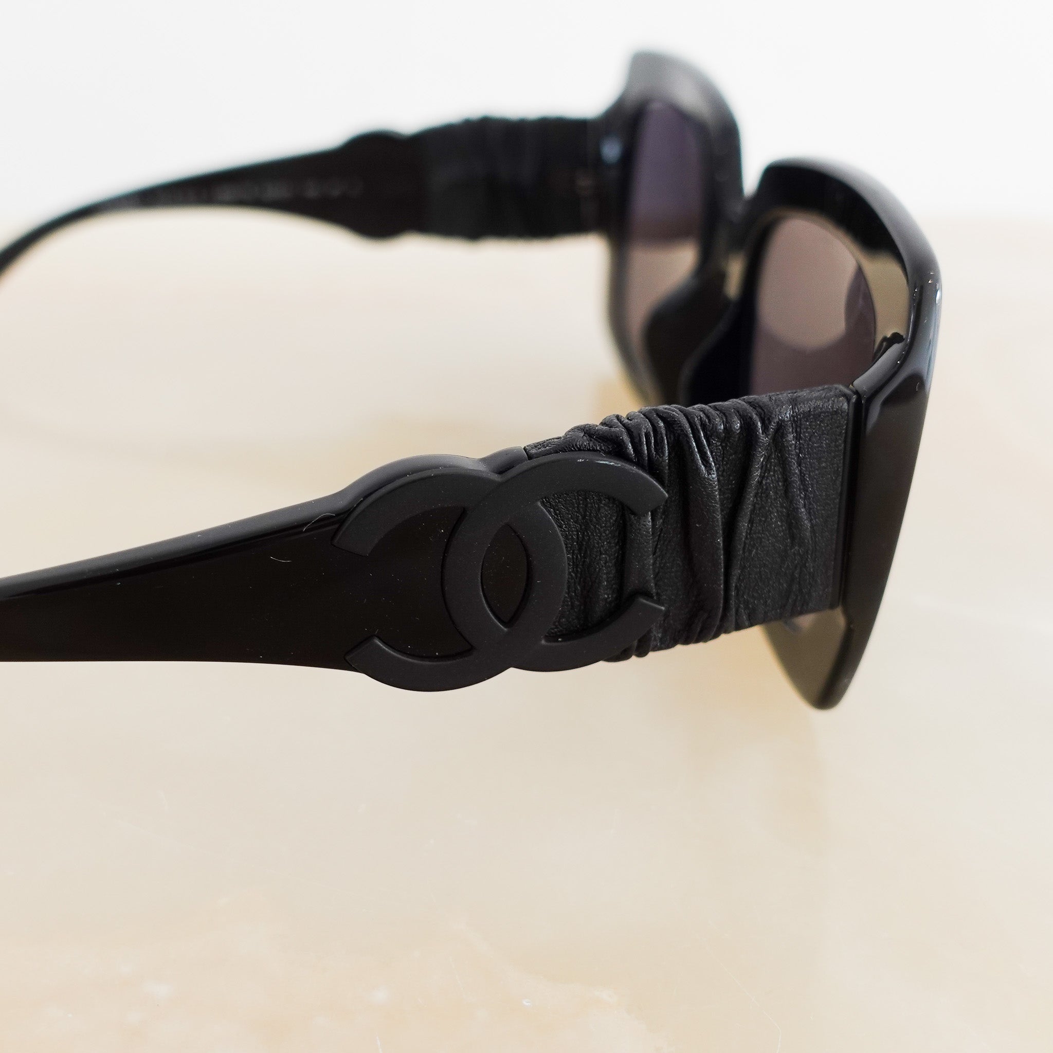 Chanel CC Leather arm Sunglasses | Authentic Preloved - Reloved Again