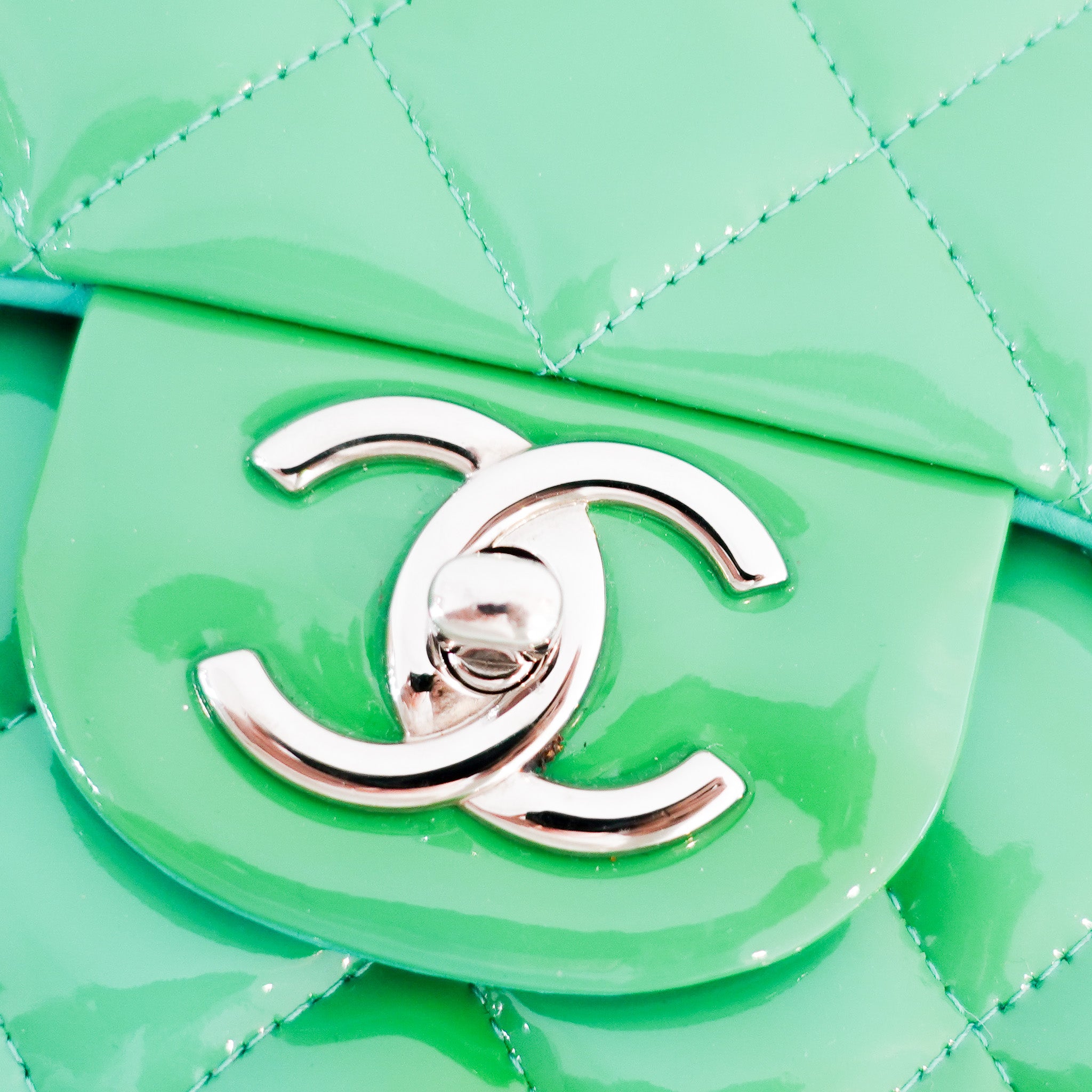 RARE Chanel Double Flap Maxi Green Patent Bag RRP £10000 | Authentic Preloved - Reloved Again