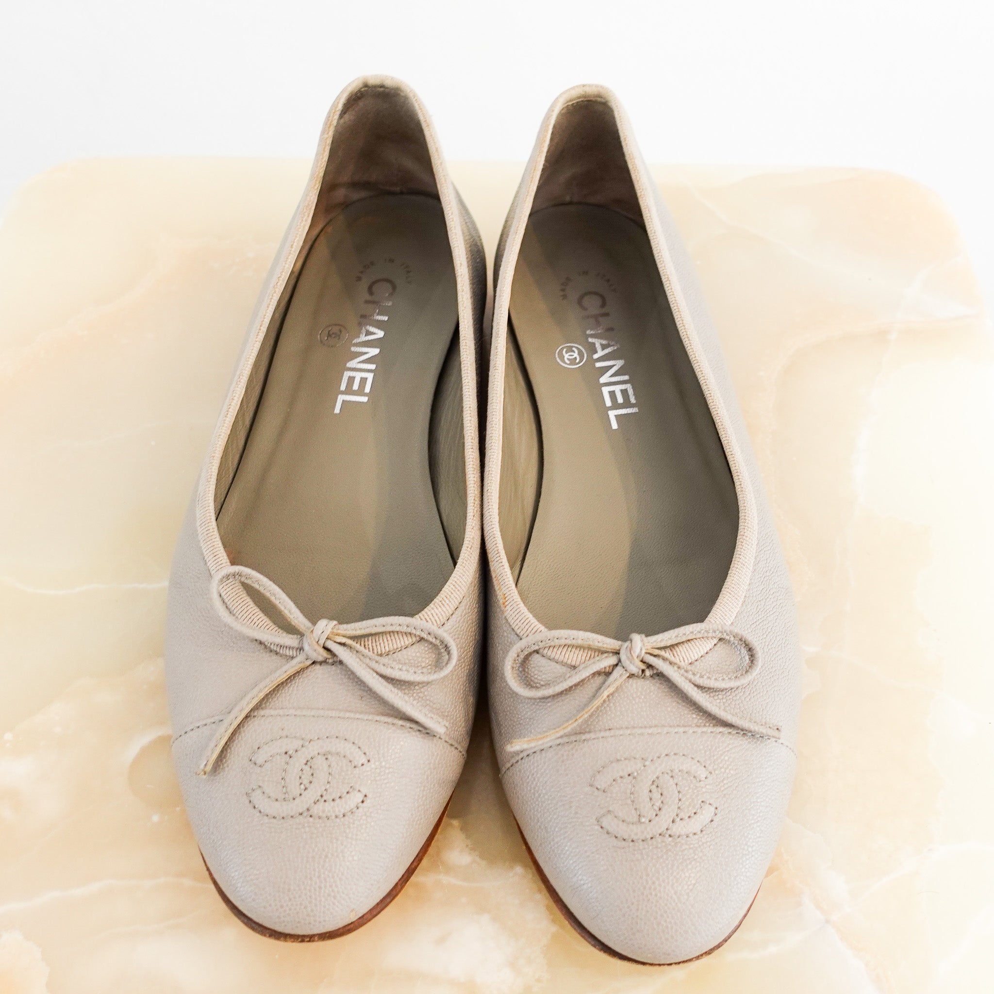 Chanel Grey CC Ballet Flats RRP £1000 | Authentic Preloved - Reloved Again