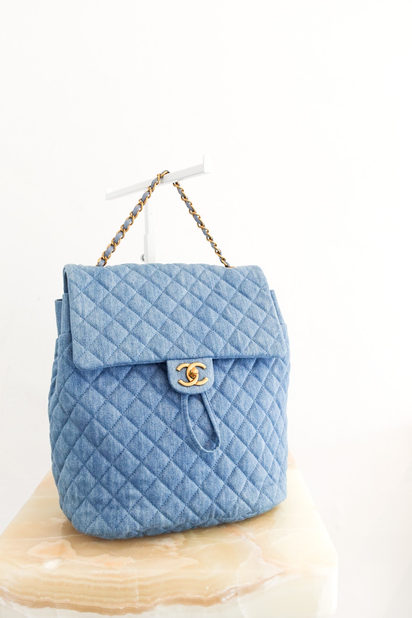 Chanel Backpack Quilted Chain Denim Blue Denim was always a fashion favorite… but this spring it main image 2