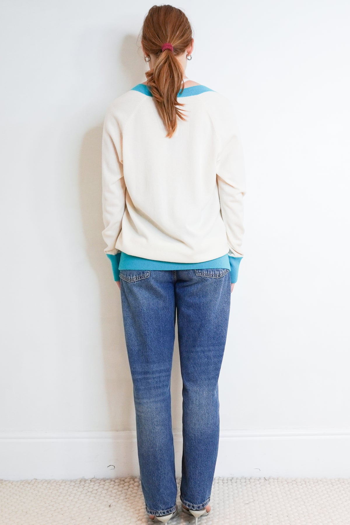 Chanel White and Blue Cashmere Sweater RRP £1500 | Authentic Preloved