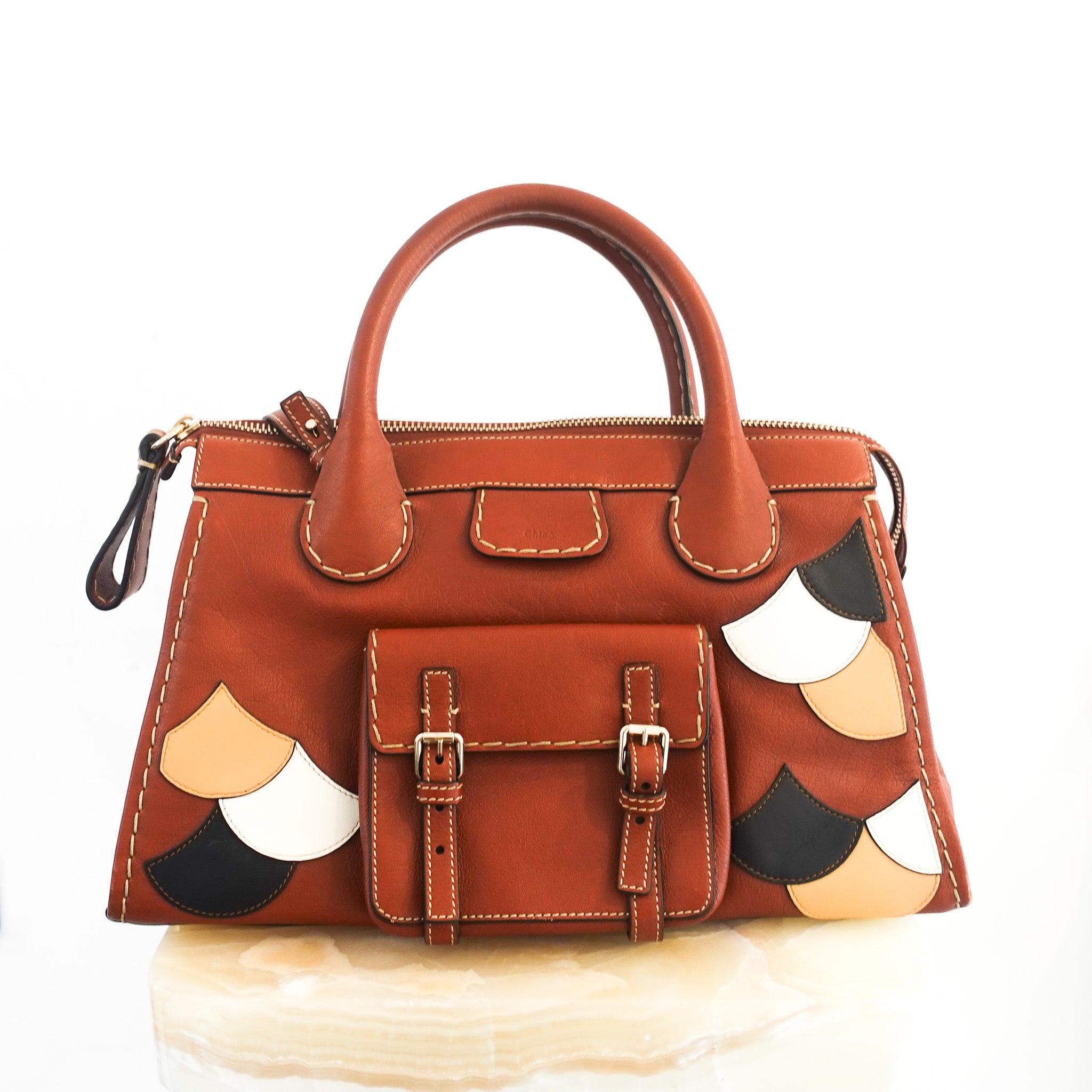 chloe-edith-medium-patchwork-bag-in-brown-front-picture-chelsea-london