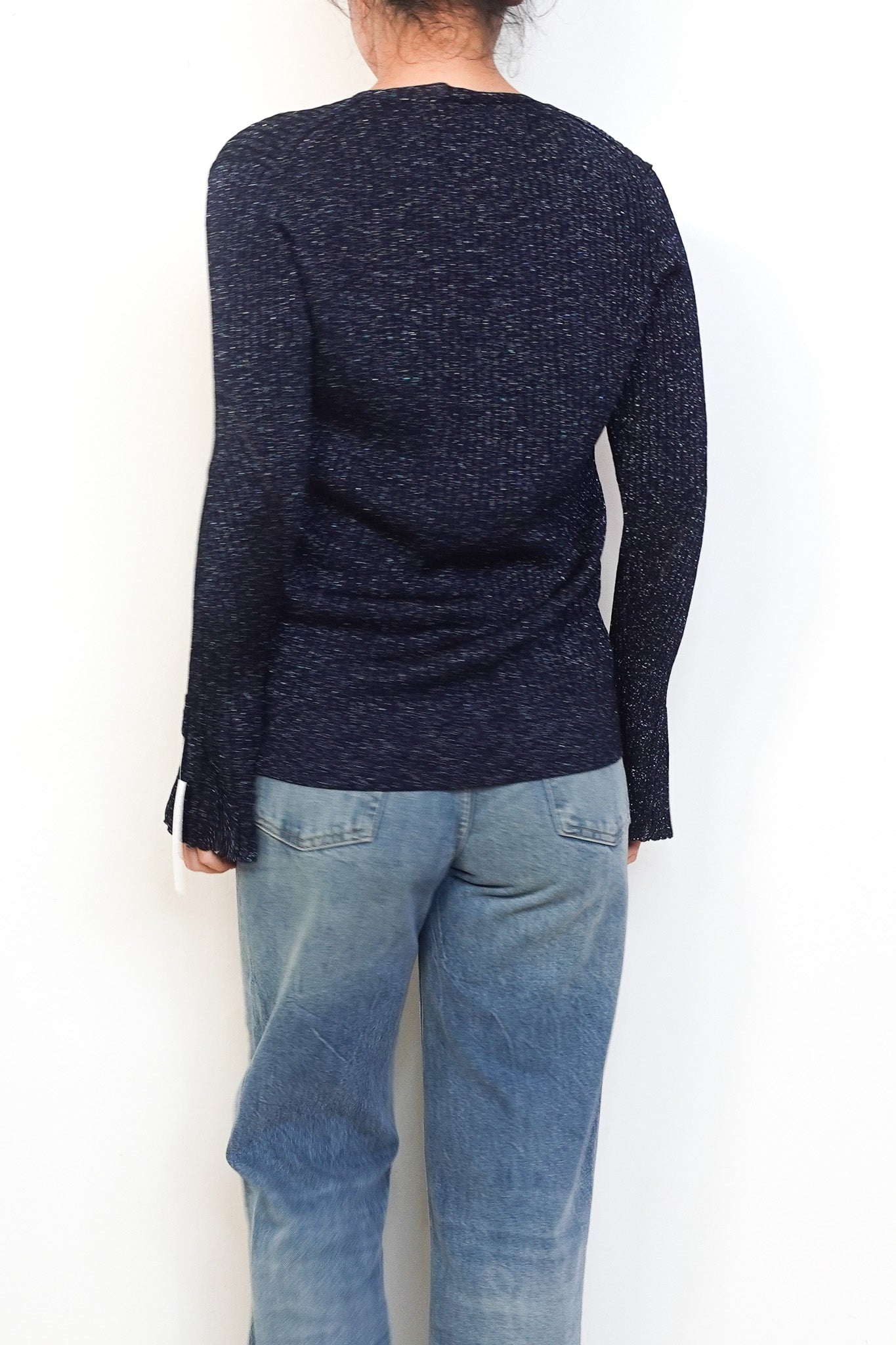 Chloe Mainline Lamé blue V Neck Sweater RRP £700 | Authentic Preloved - Reloved Again