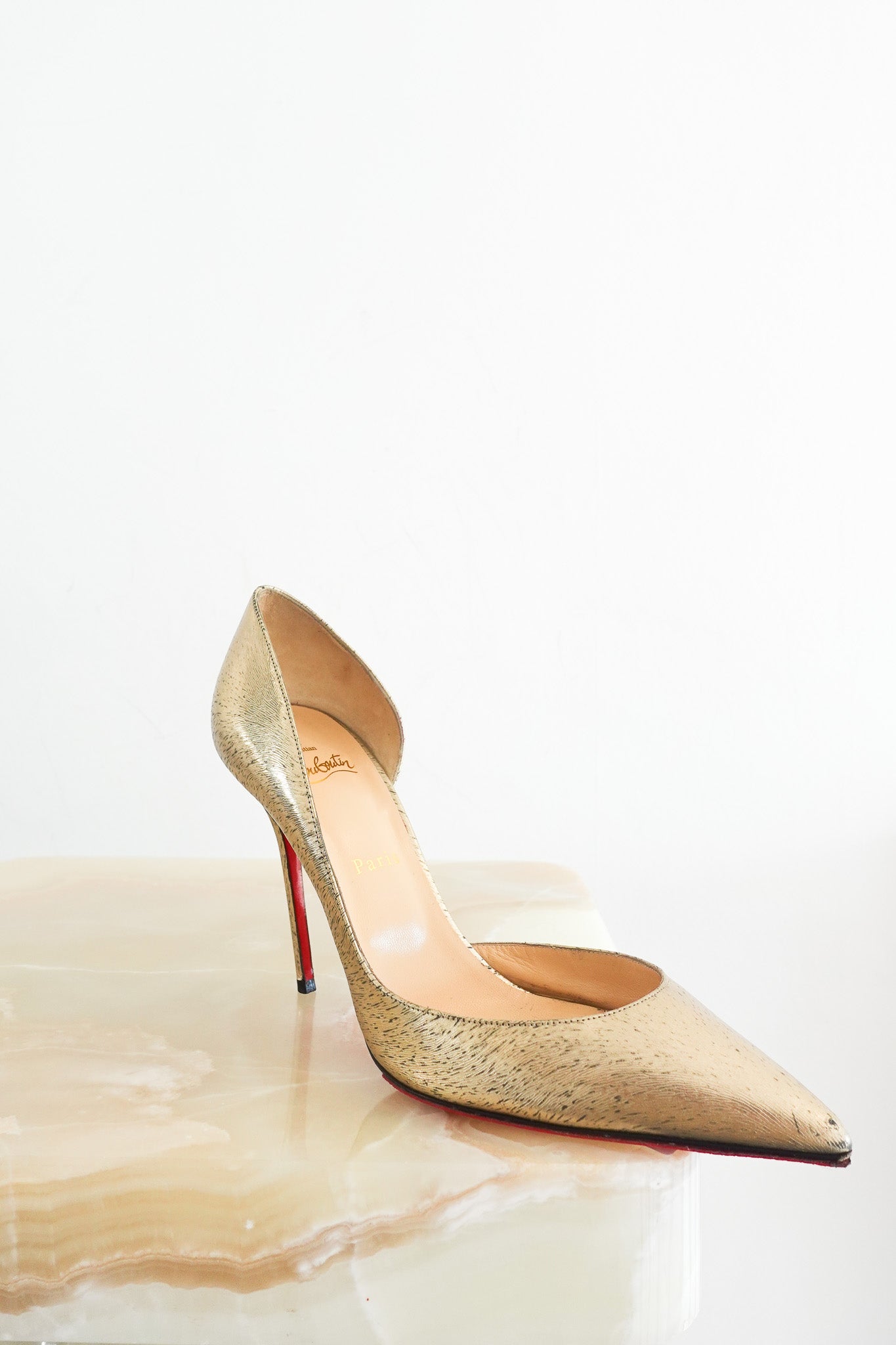 Christian Louboutin Gold Pumps | Authentic Preloved - Reloved Again