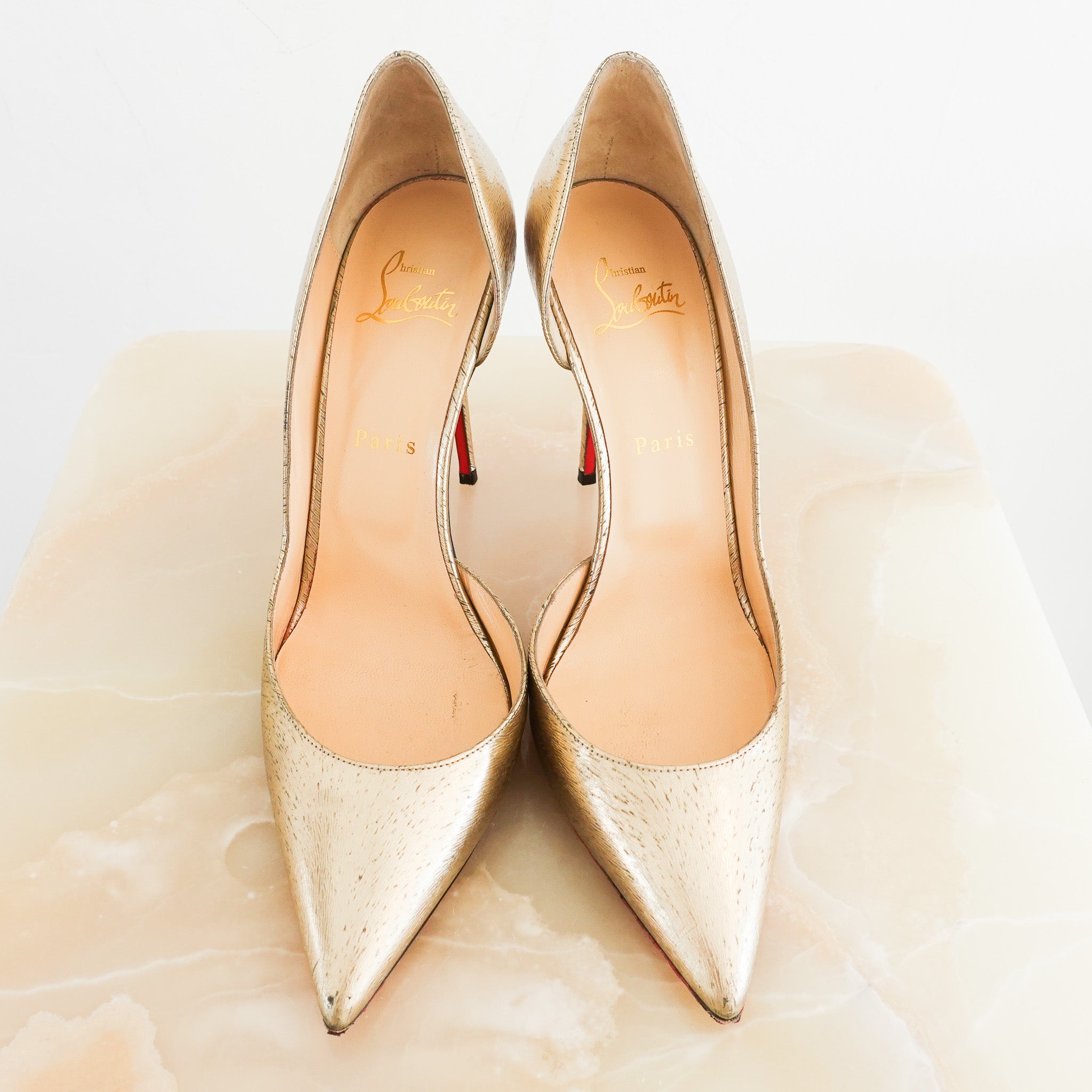 Christian Louboutin Gold Pumps | Authentic Preloved - Reloved Again