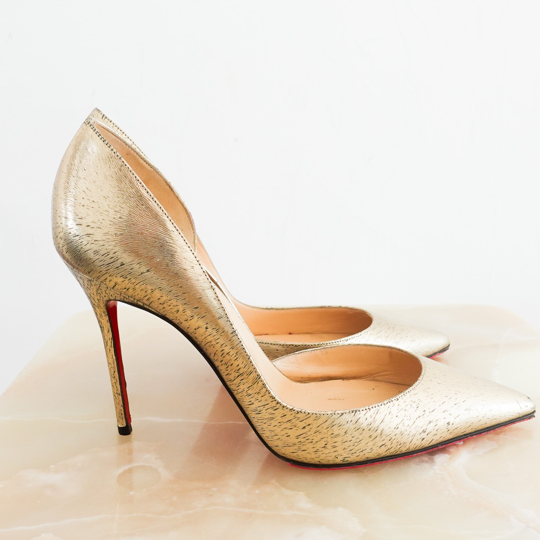 Christian Louboutin Gold Pumps | Authentic Preloved - Reloved Again