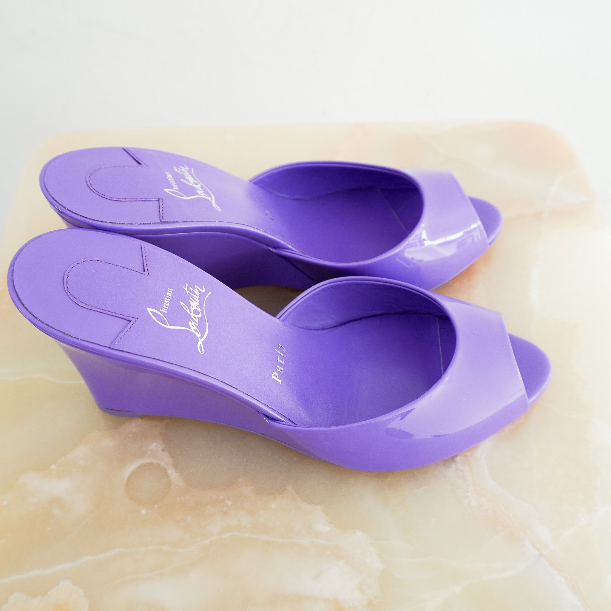 New Christian Louboutin Me Dolly Zeppa Patent Wedges RRP £665 | Authentic Preloved - Reloved Again