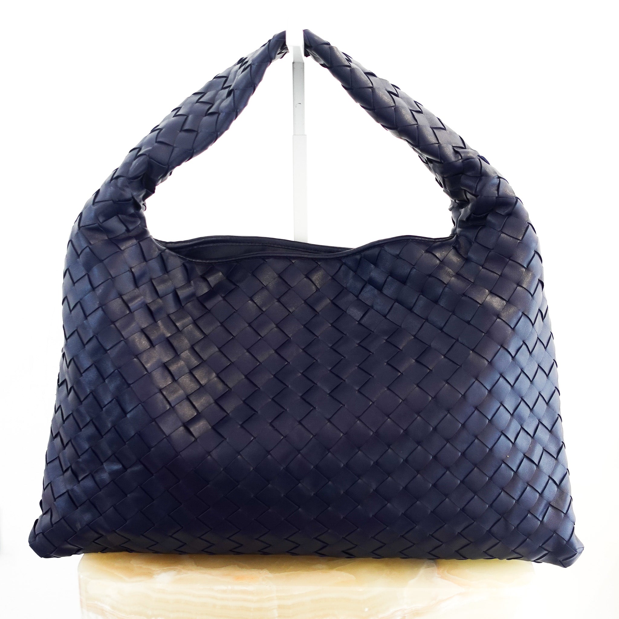 current-season-bottega-veneta-hop-small-shoulder-bag-in-navy-front-picture-chelsea-london
