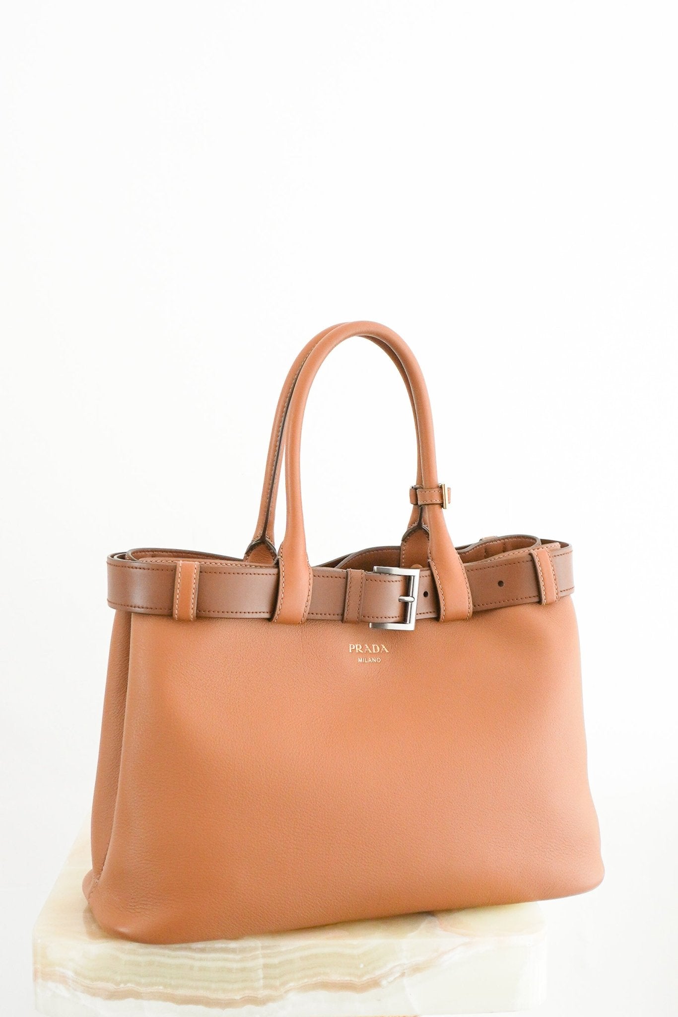 CURRENT SEASON Prada Large Brown Buckle Tote Bag (RRP £4500) | Authentic Preloved - Reloved Again