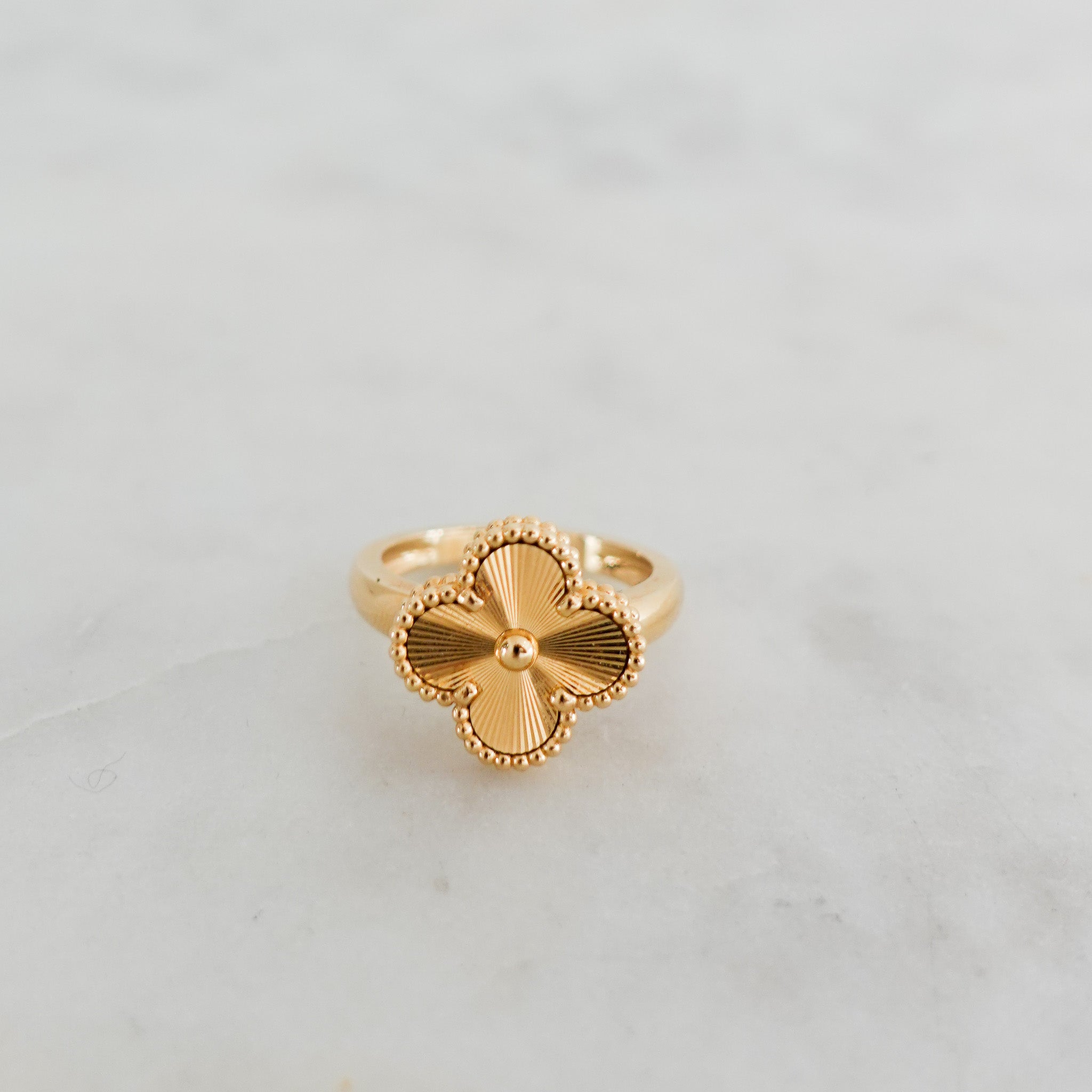 CURRENT SEASON Van Cleef & Arpels 18K Yellow Gold Guilloche Albrahama Ring RRP £3,750 | Authentic and Preloved - Reloved Again