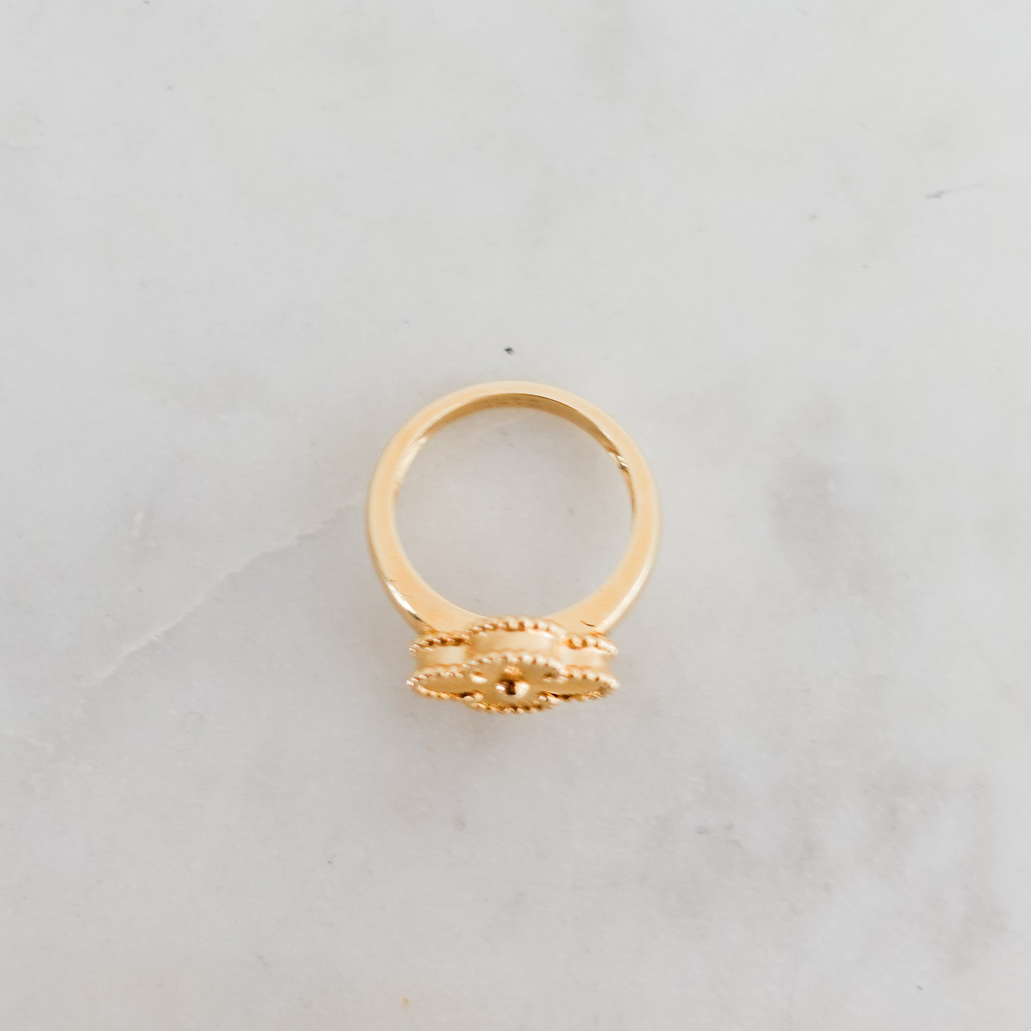 CURRENT SEASON Van Cleef & Arpels 18K Yellow Gold Guilloche Albrahama Ring RRP £3,750 | Authentic and Preloved - Reloved Again