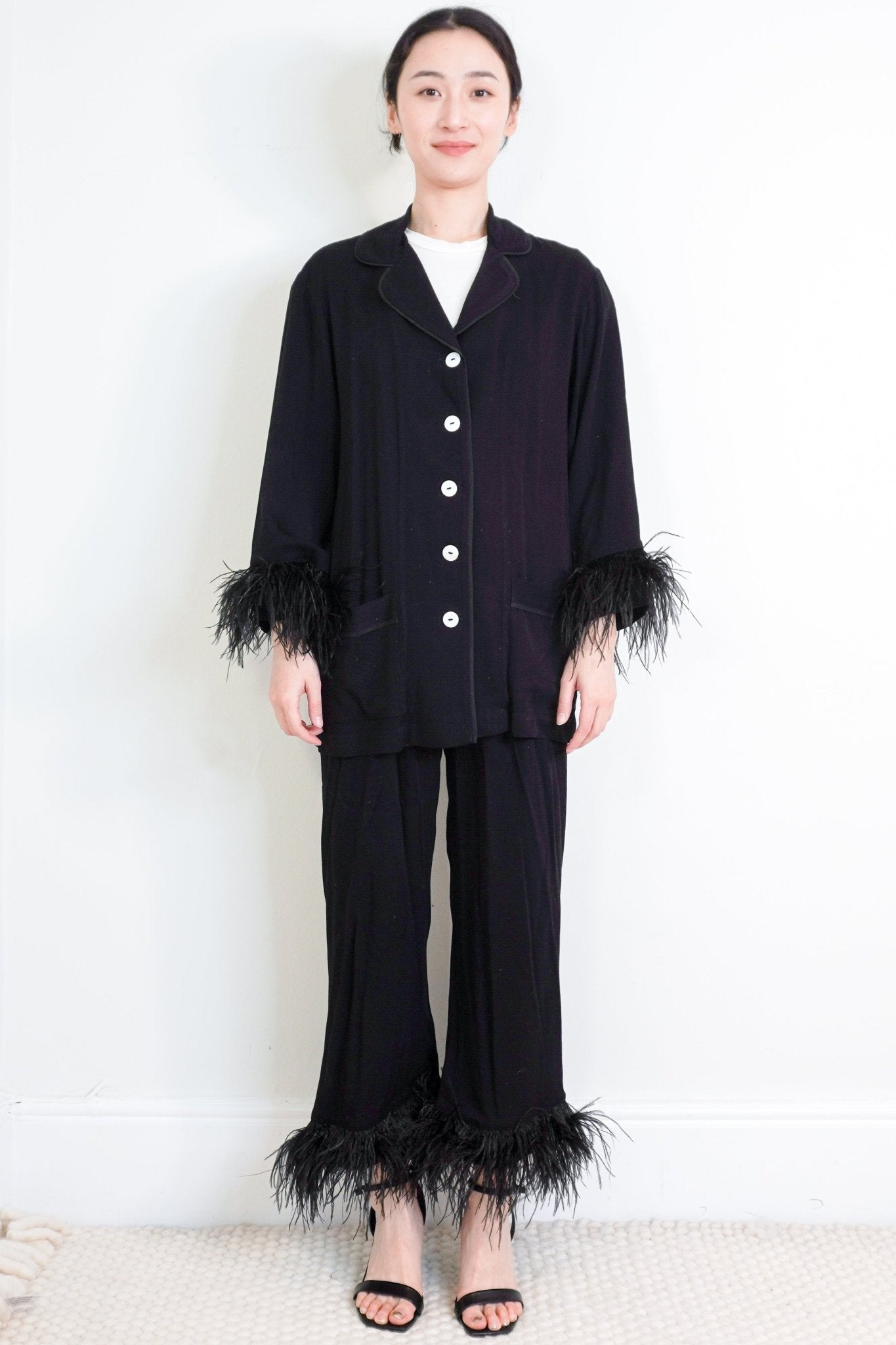 Daily Sleeper Black Evening Wear Set with Feathers RRP £300 | Authentic Preloved - Reloved Again