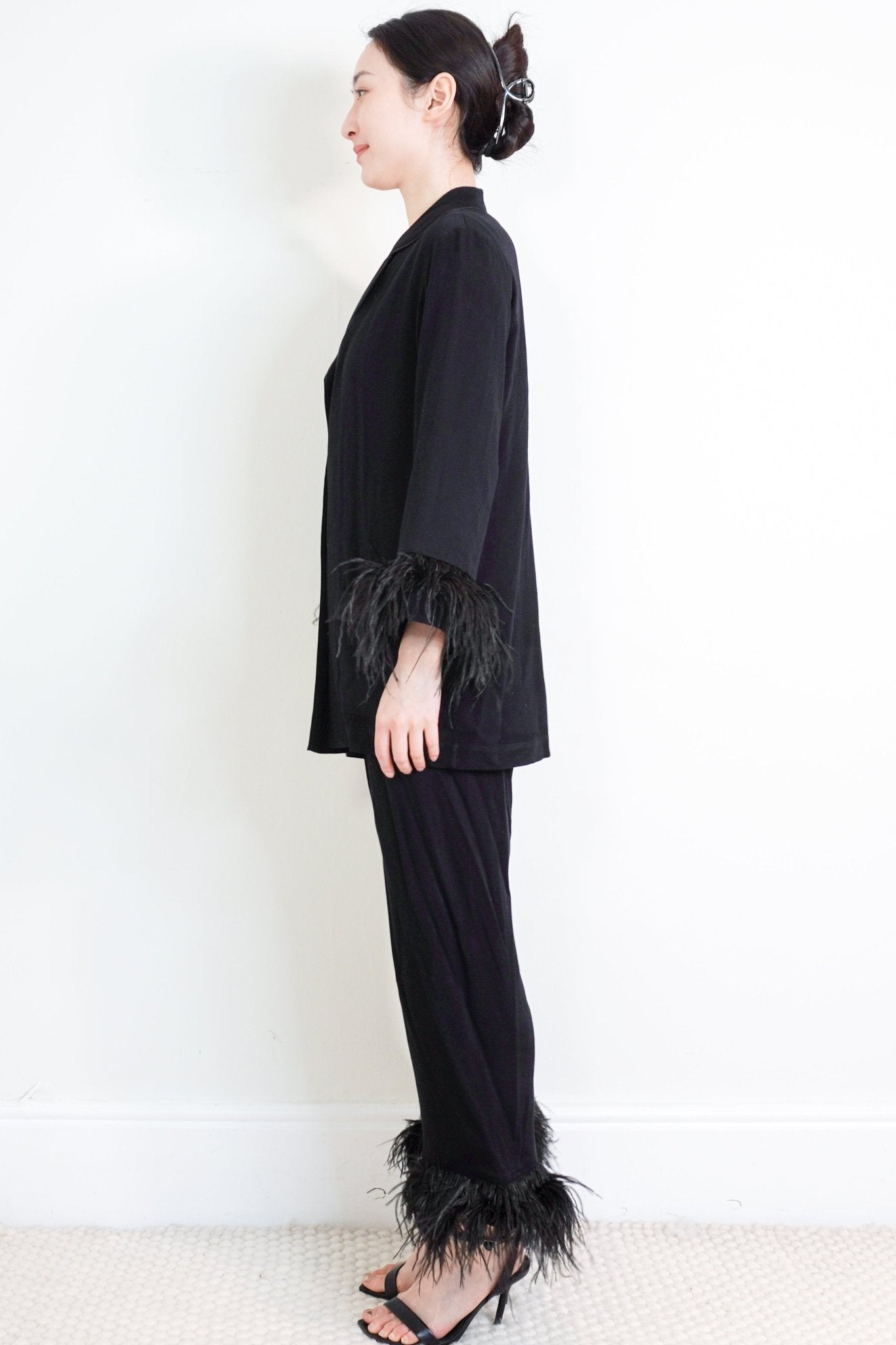 Daily Sleeper Black Evening Wear Set with Feathers RRP £300 | Authentic Preloved - Reloved Again