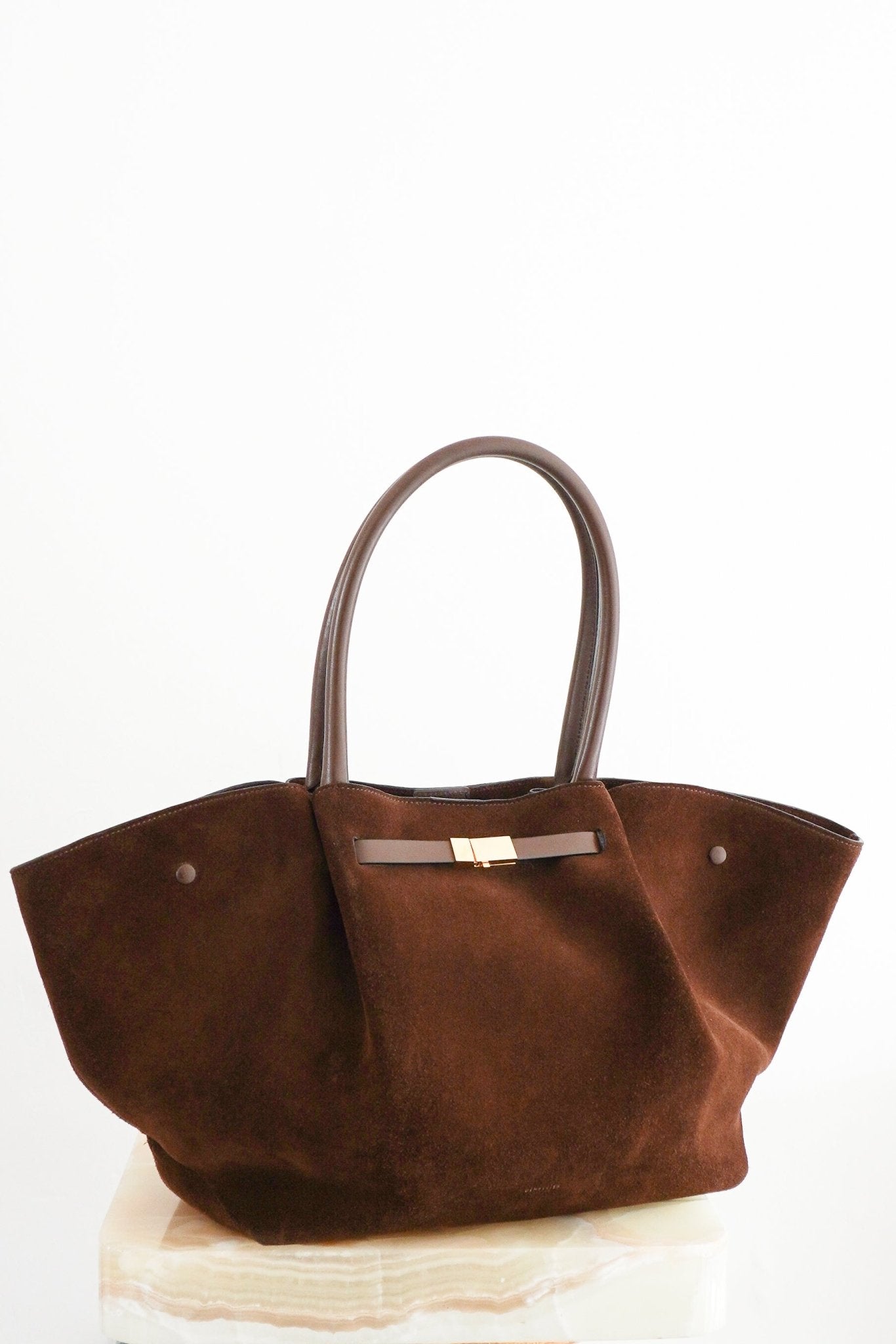 CURRENT SEASON Demellier The New York Bag in Brown Suede (RRP £550) | Authentic Preloved - Reloved Again