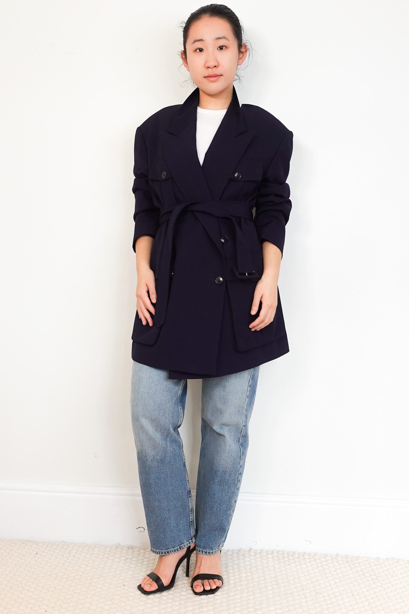 Dries Van Noten Navy Belted Blazer RRP £1275 | Authentic Preloved - Reloved Again