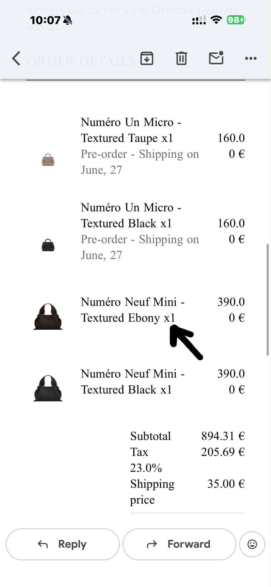 Polène Numéro Neuf Mini Textured Leather Bag in Ebony (RRP £390) | Authentic Preloved