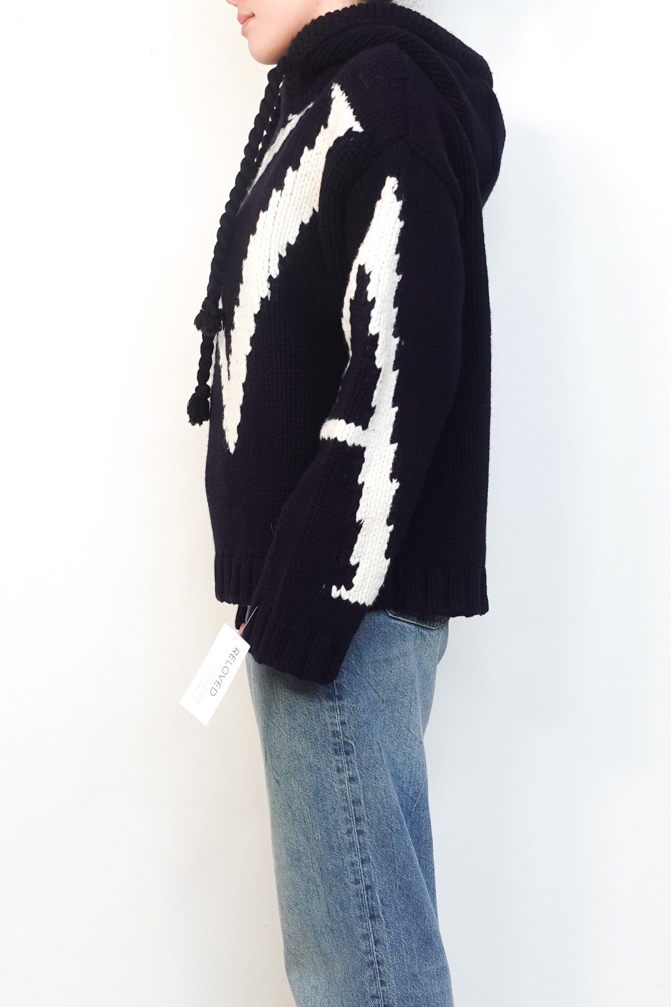 NEW JW Anderson Logo navy Chunky Knit Hoodie RRP £595 | Authentic Preloved - Reloved Again