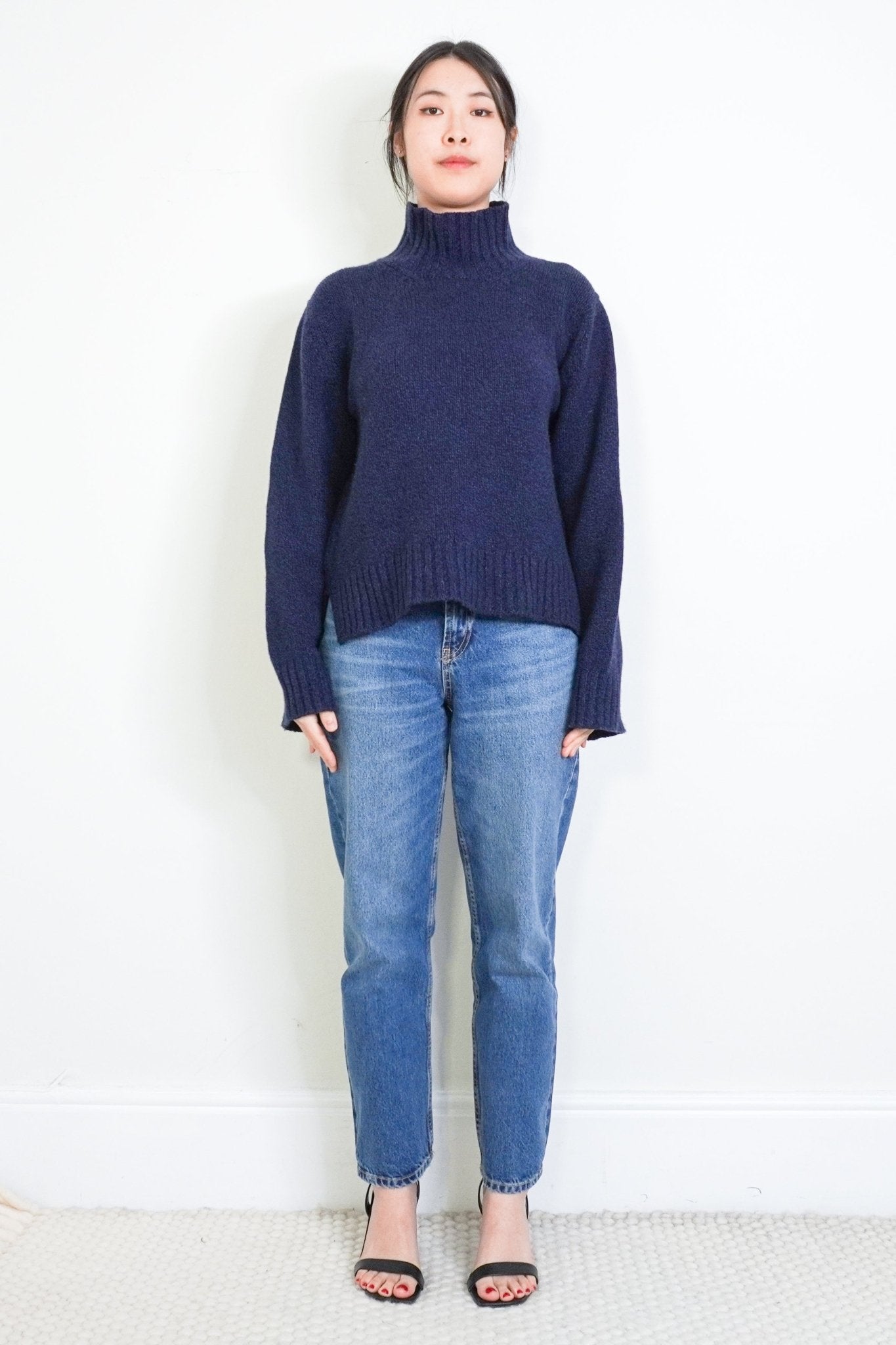 Forbes Funnel Neck Navy Wool Jumper RRP £210 | Authentic Preloved - Reloved Again