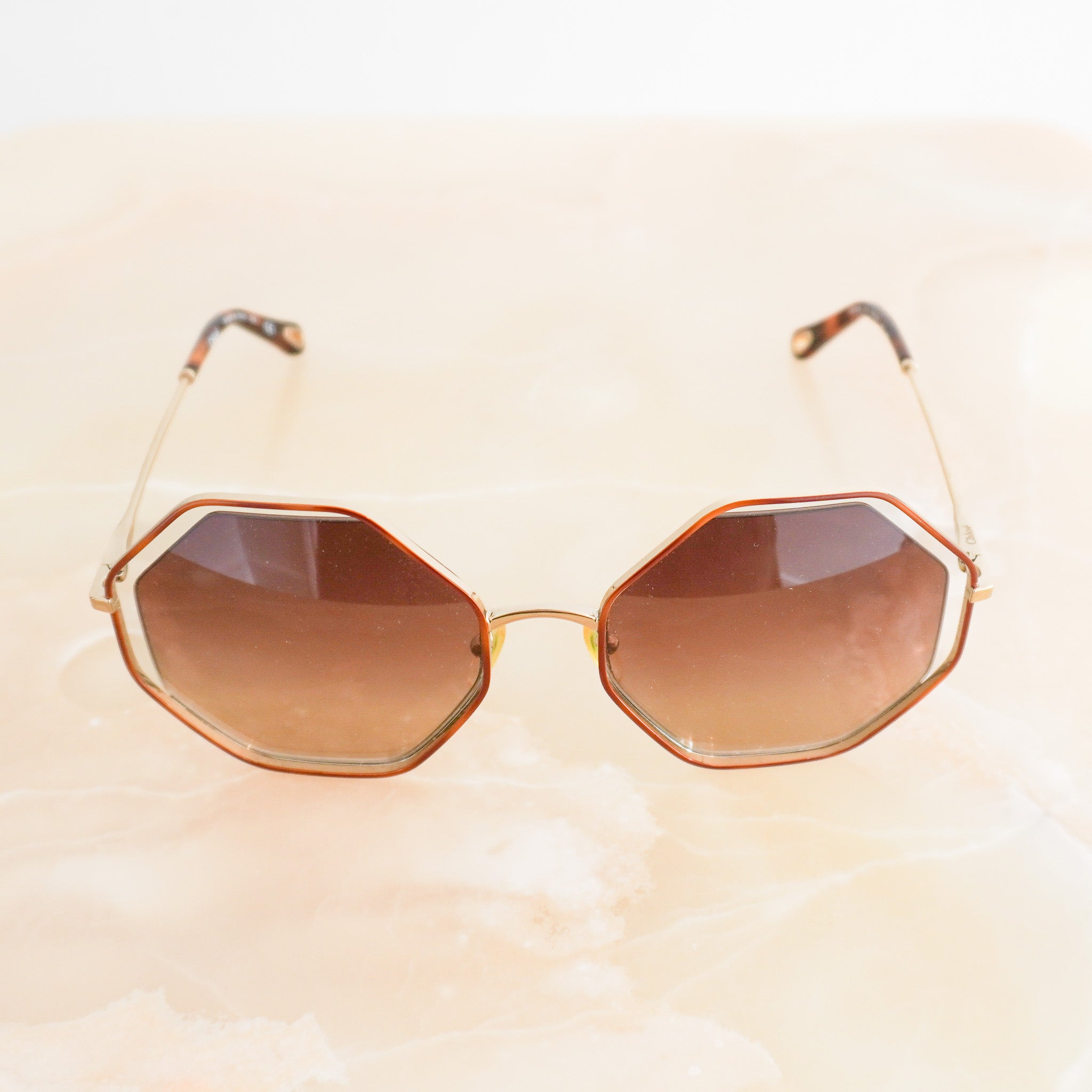 font 2 image of the Chloé Gold Poppy Octagonal Sunglasses