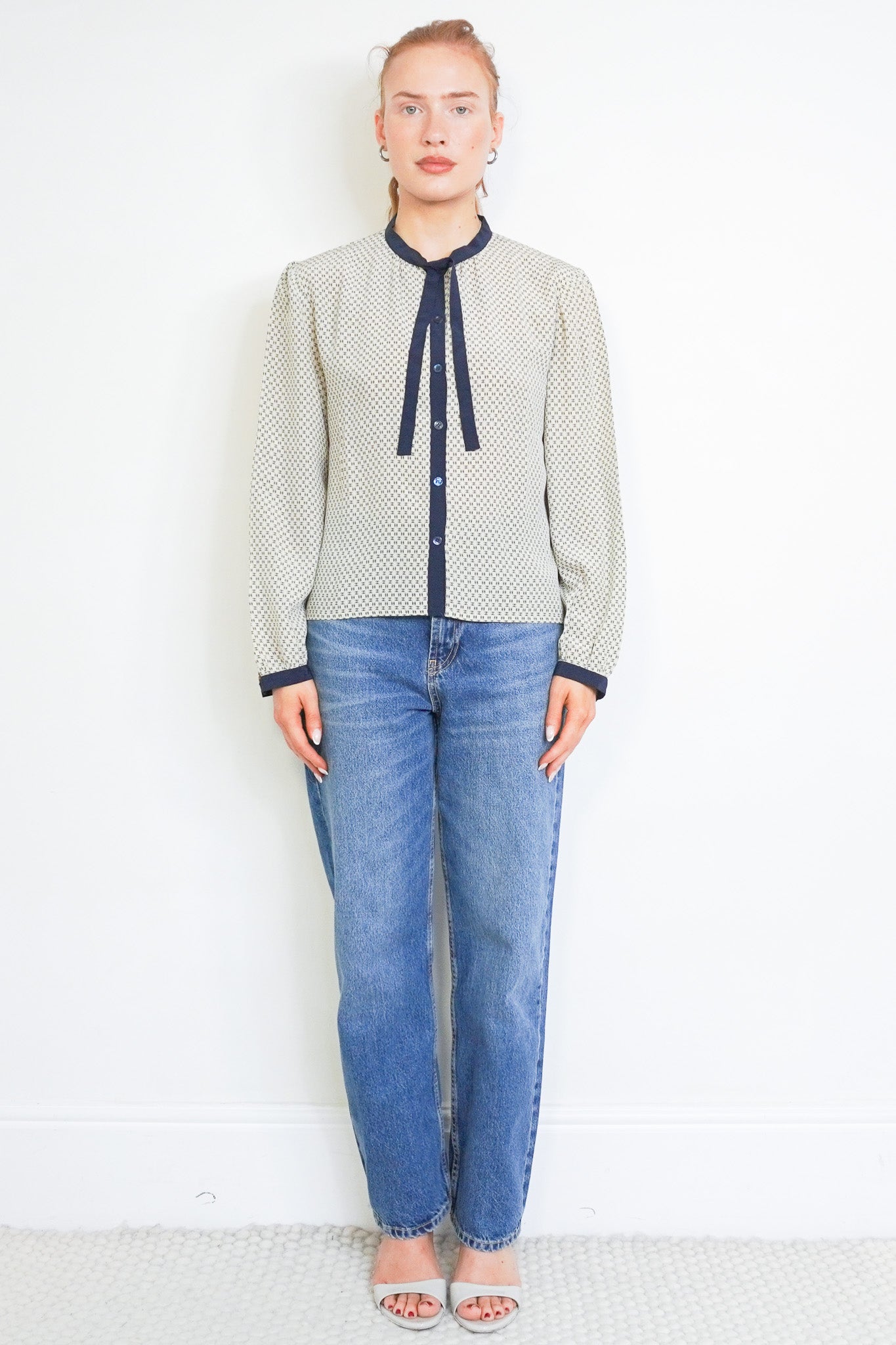 front image of the Chanel CC Silk Blouse chelsea london