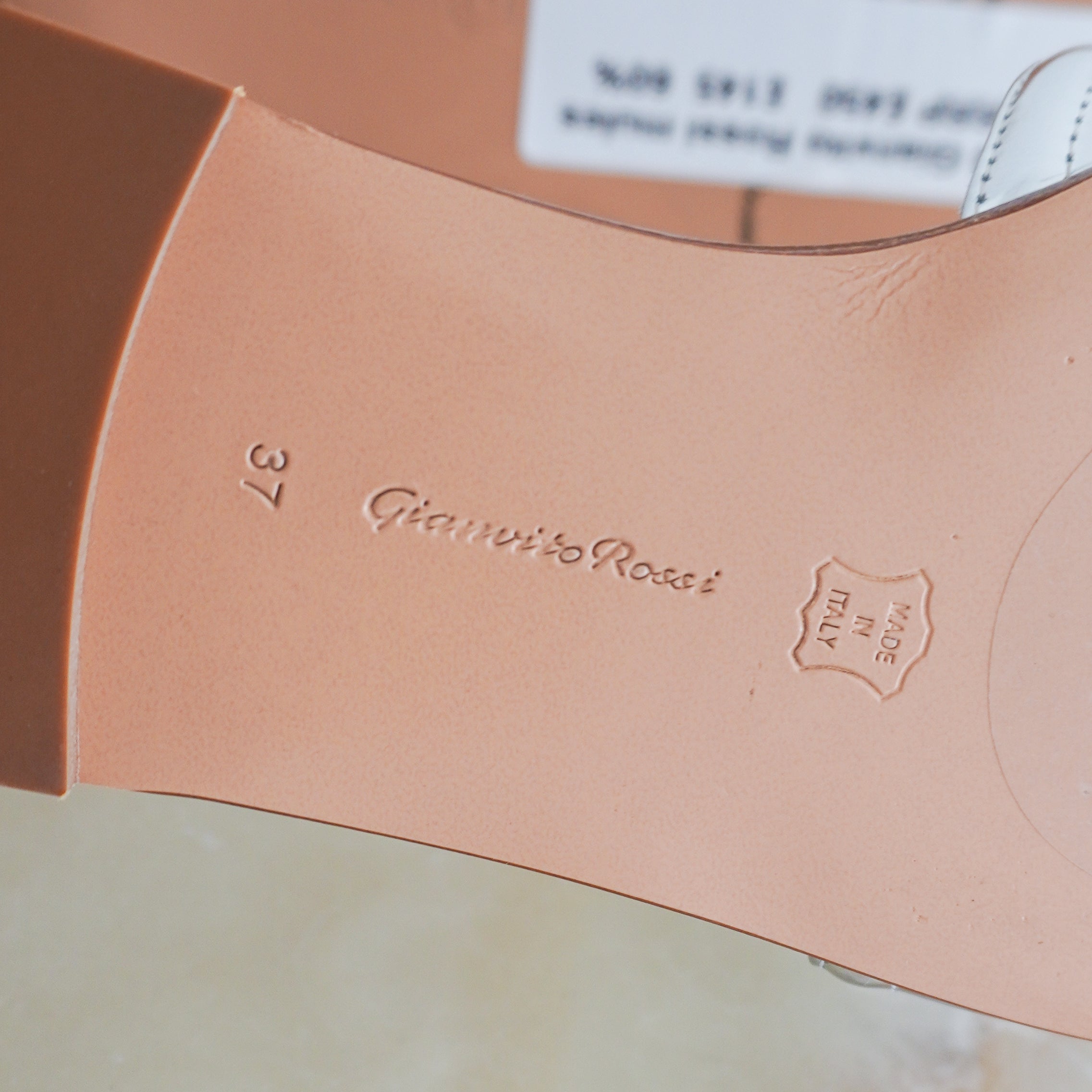 Bottom image of the Gianvito Rossi mules, showing the sizing.