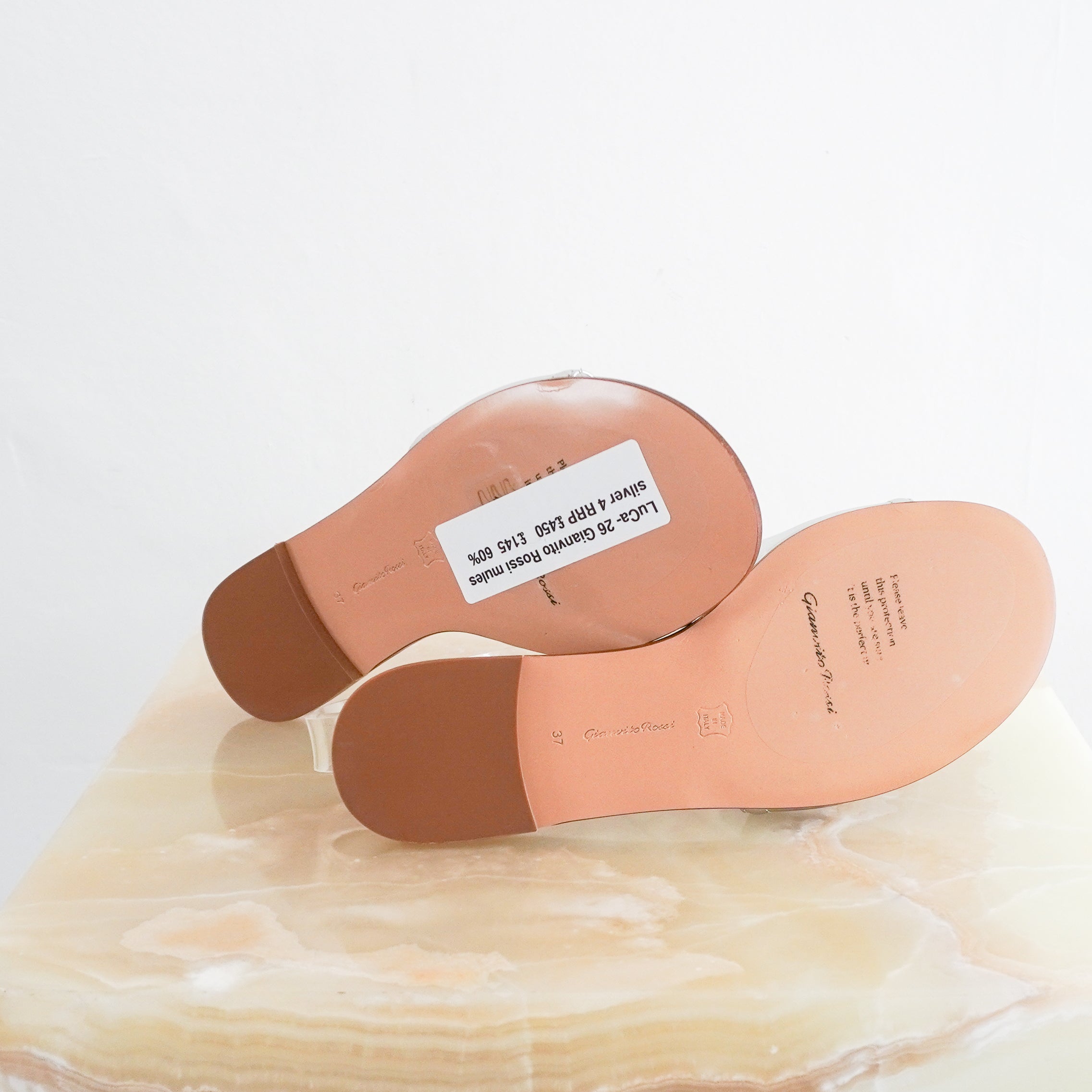 Base image of the Gianvito Rossi mules, showing the bottom.