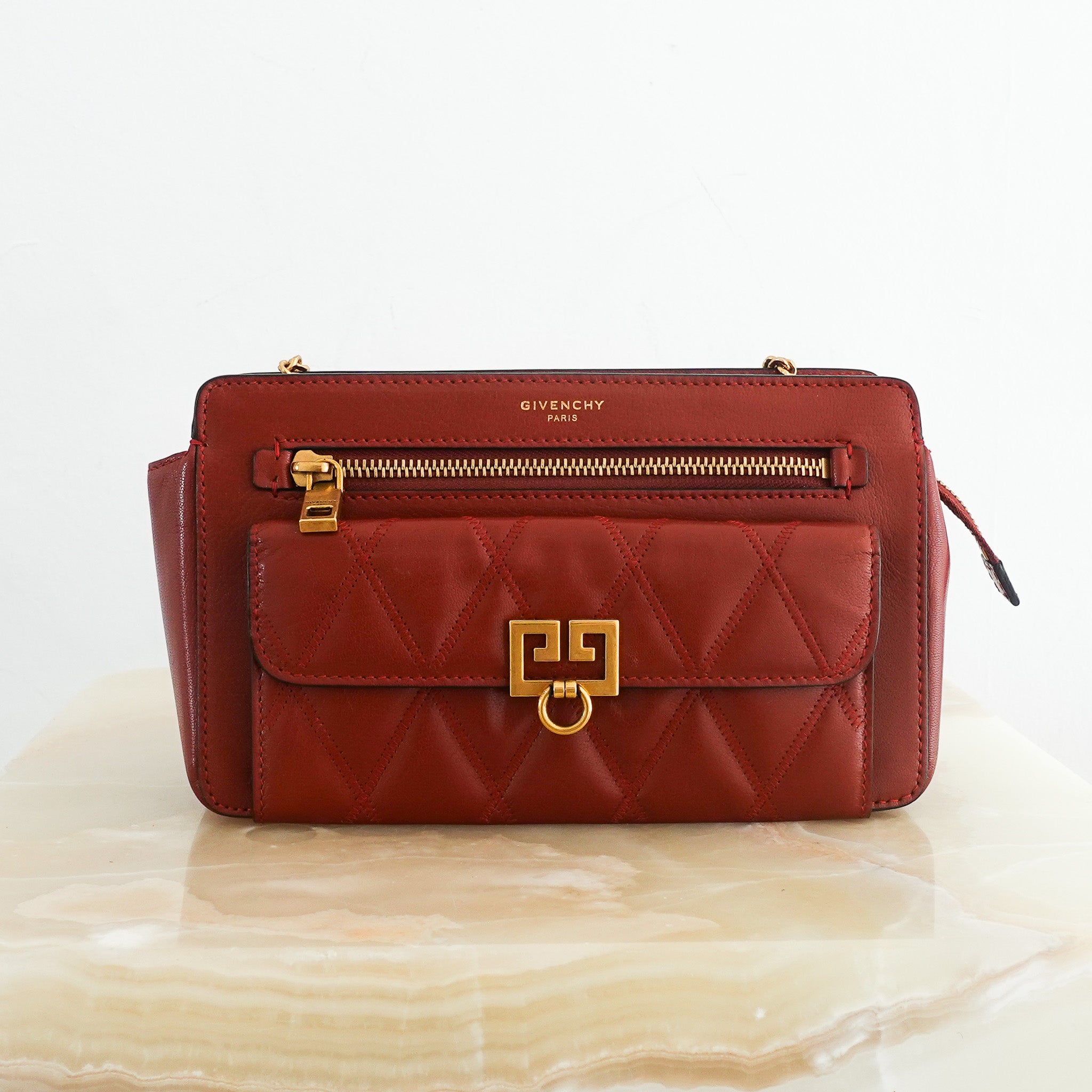Givenchy Terracotta Diamond Quilted Pocket Bag | Authentic Preloved - Reloved Again