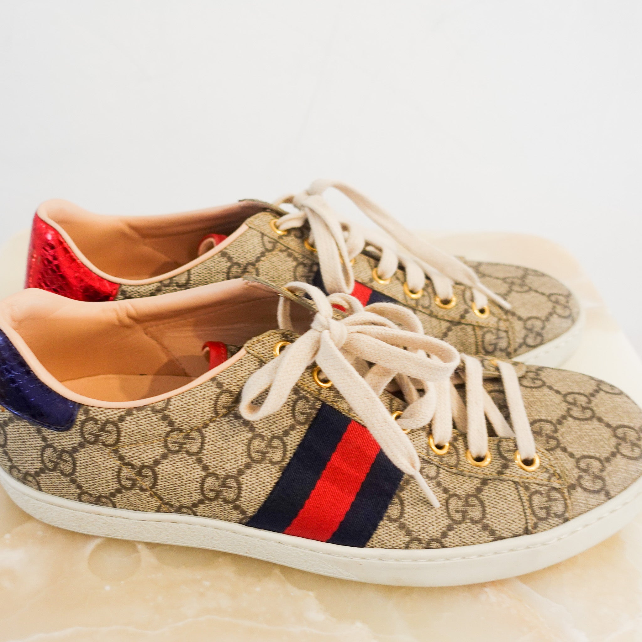 Gucci Ace Beige Sneakers RRP £700 | Authentic Preloved - Reloved Again