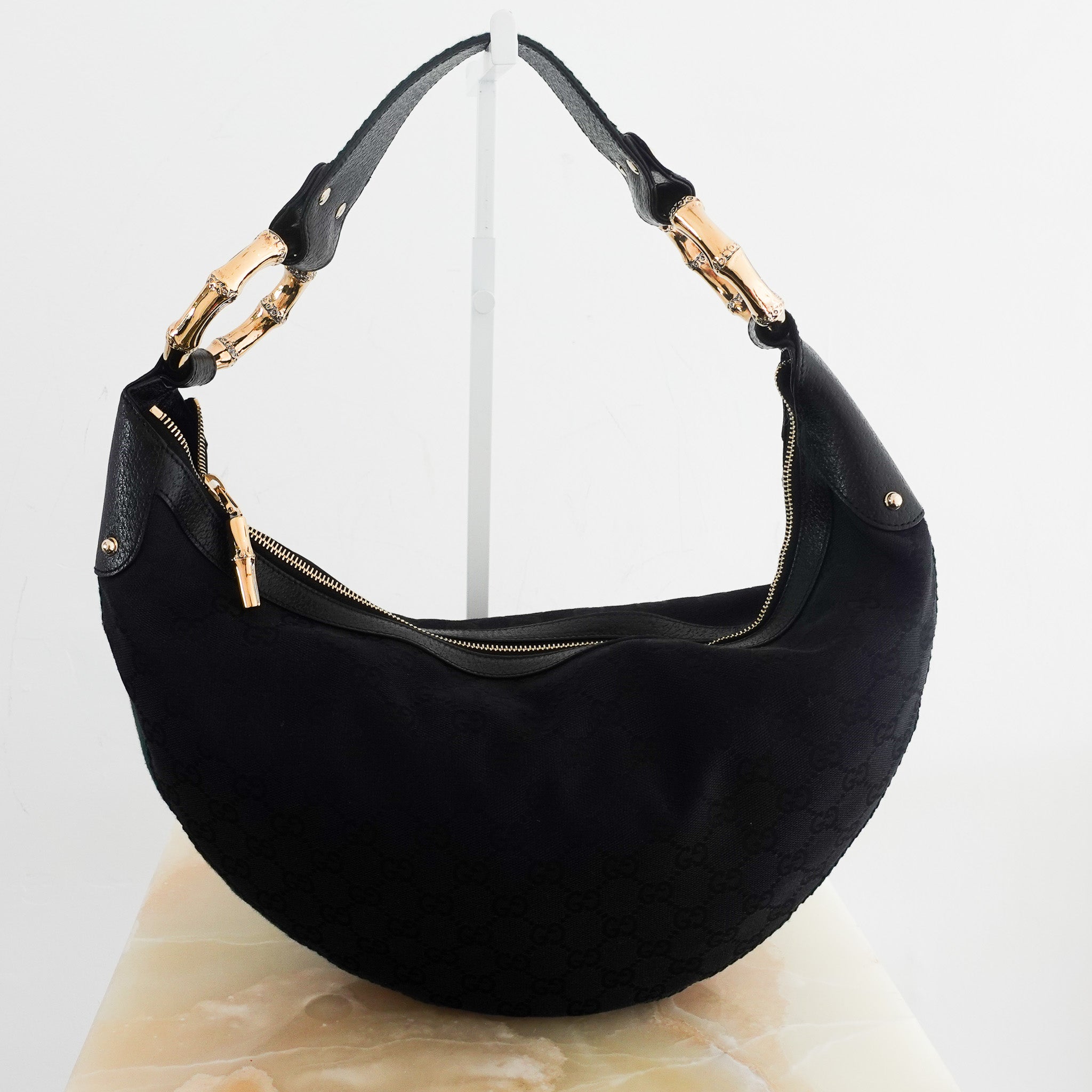 Gucci Canvas Bamboo - like rings Hobo Shoulder Bag RRP £800 | Authentic Preloved - Reloved Again