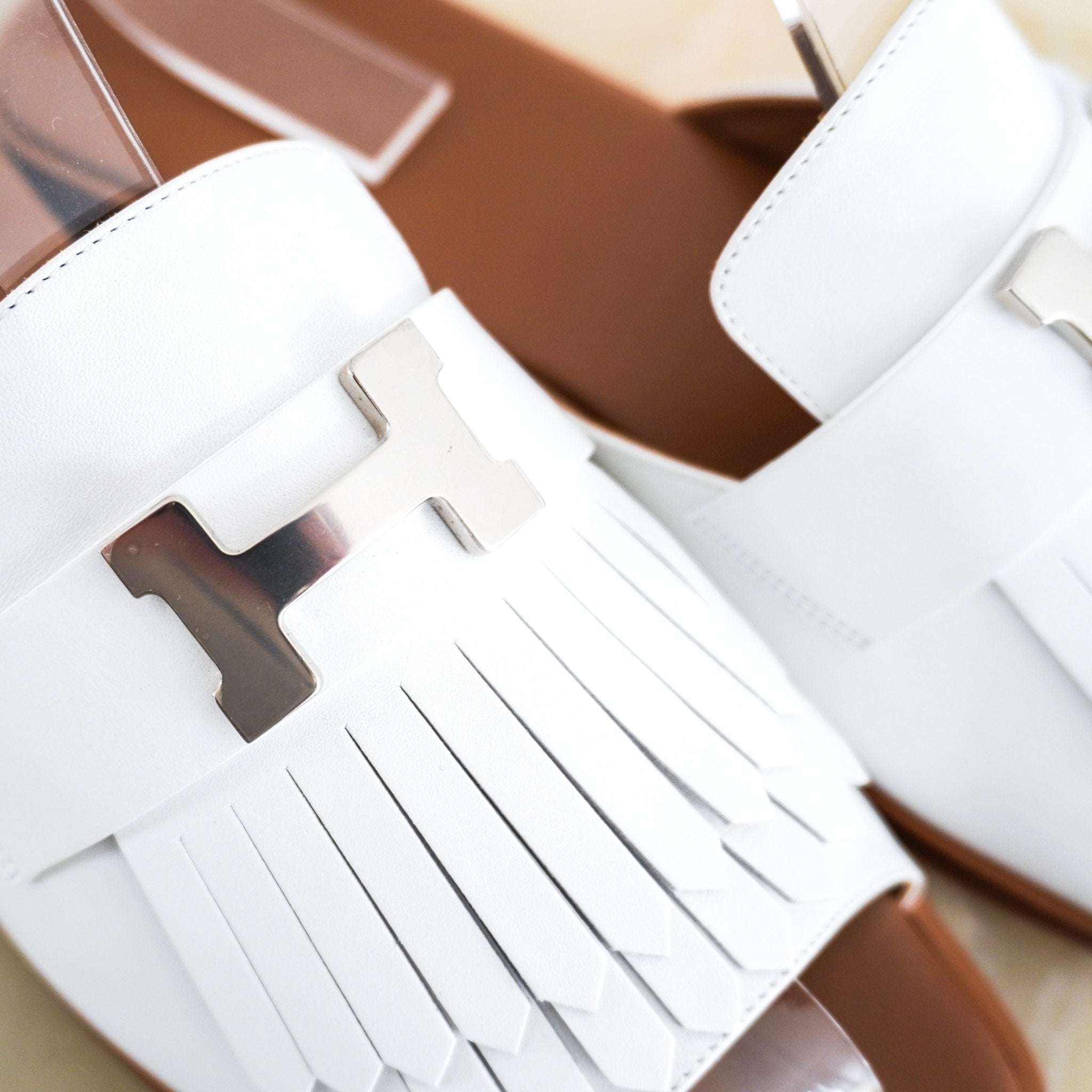 Hermes Auteuil Sandals in White RRP £1000 | Authentic Preloved - Reloved Again
