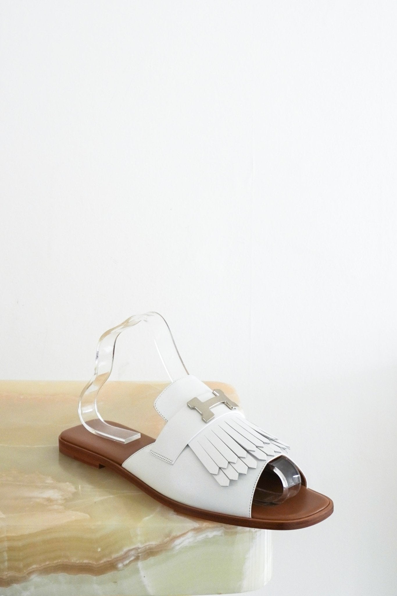 Hermes Auteuil Sandals in White RRP £1000 | Authentic Preloved - Reloved Again